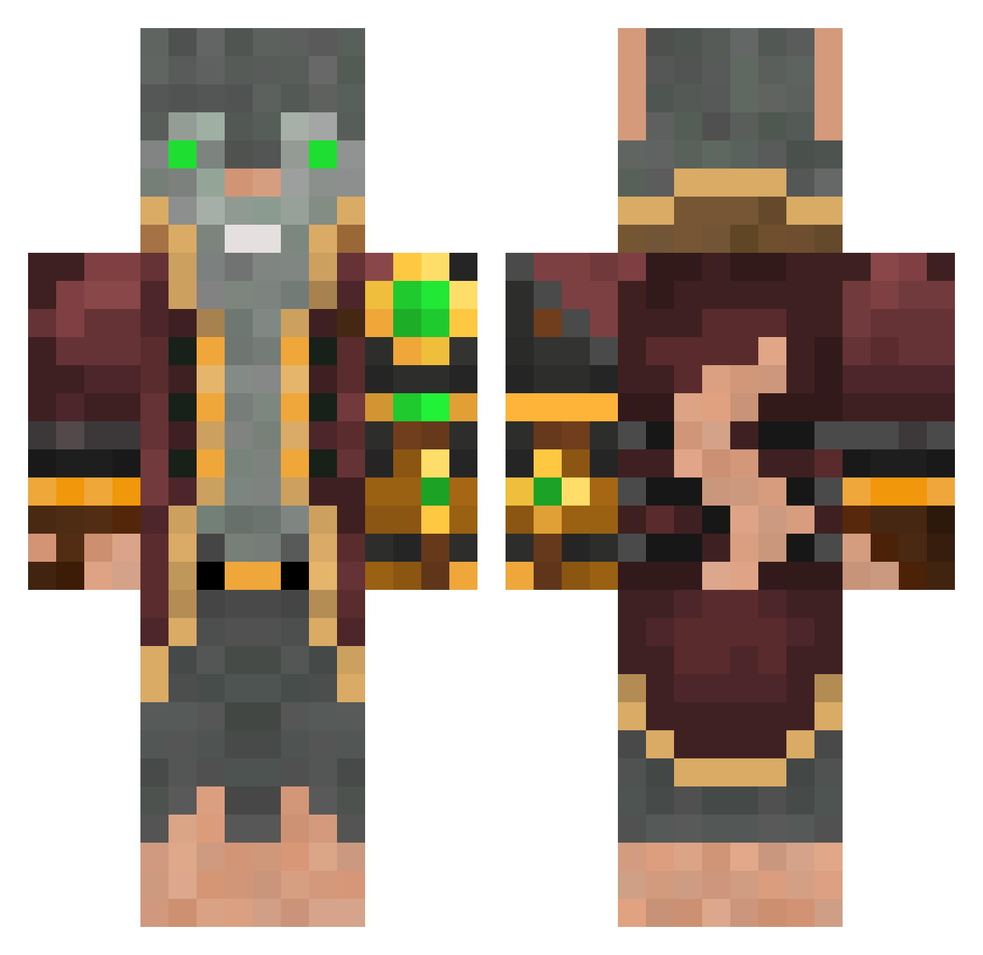 Endere Minecraft skin, front and back view