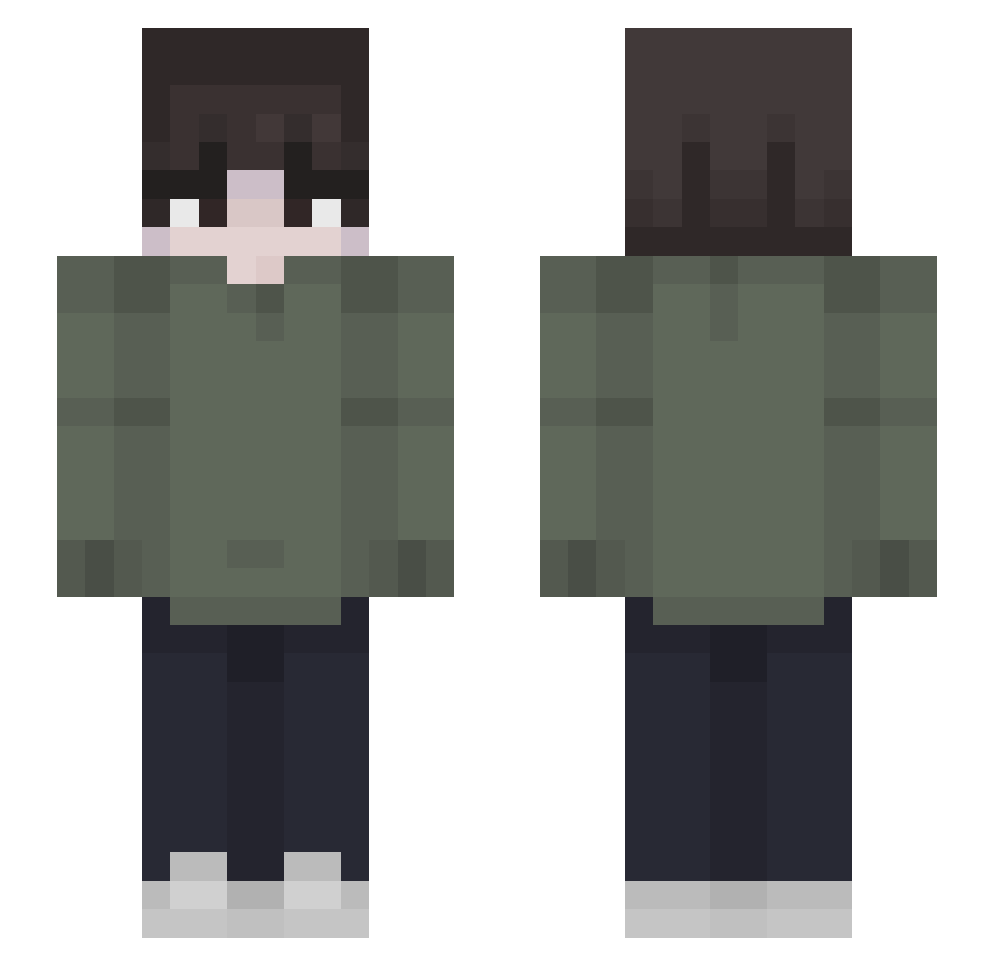 sharkygoalie Minecraft skin, front and back view