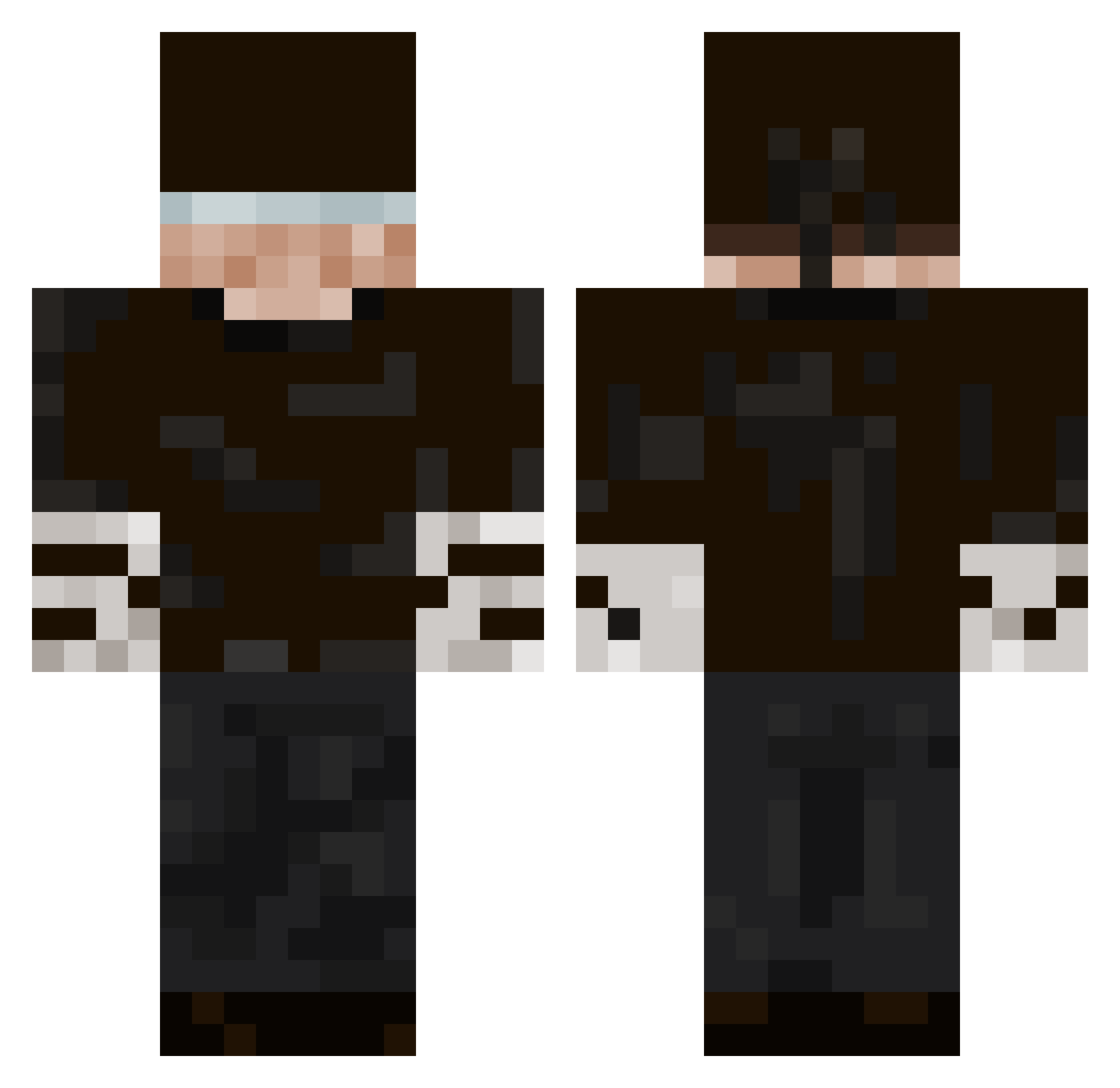 SpicyMori Minecraft skin, front and back view