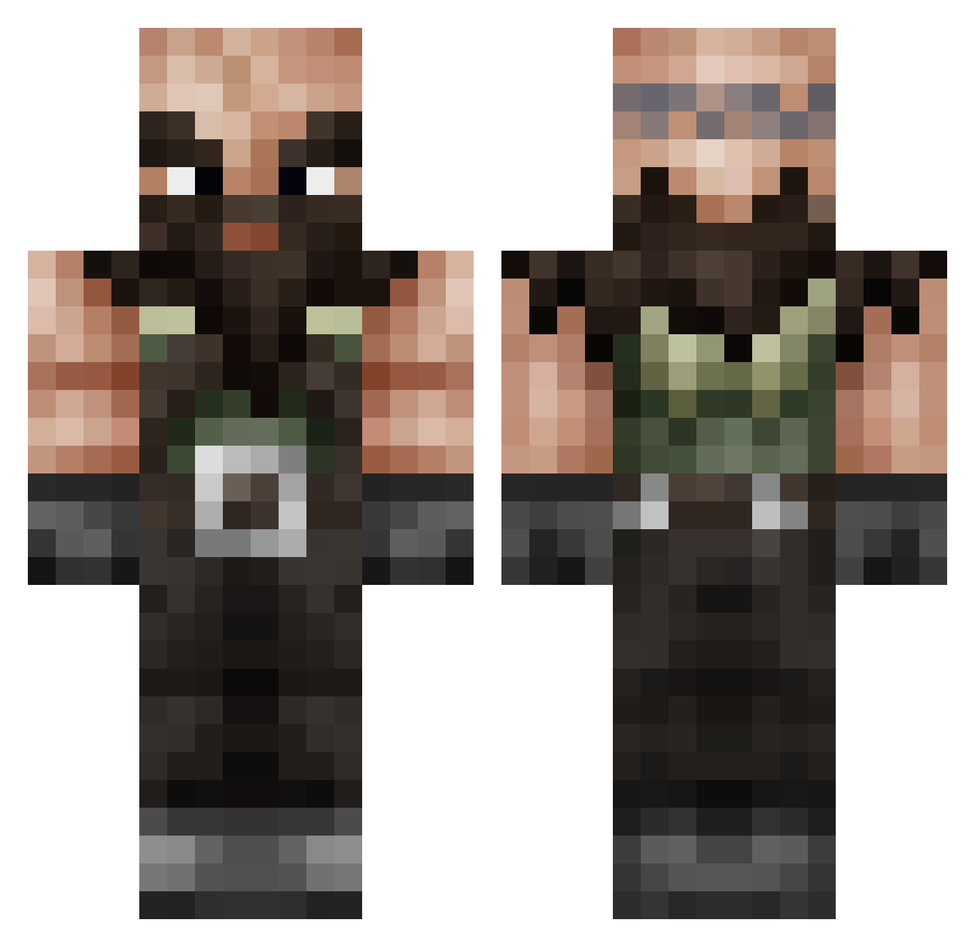 Lusiad Minecraft skin, front and back view