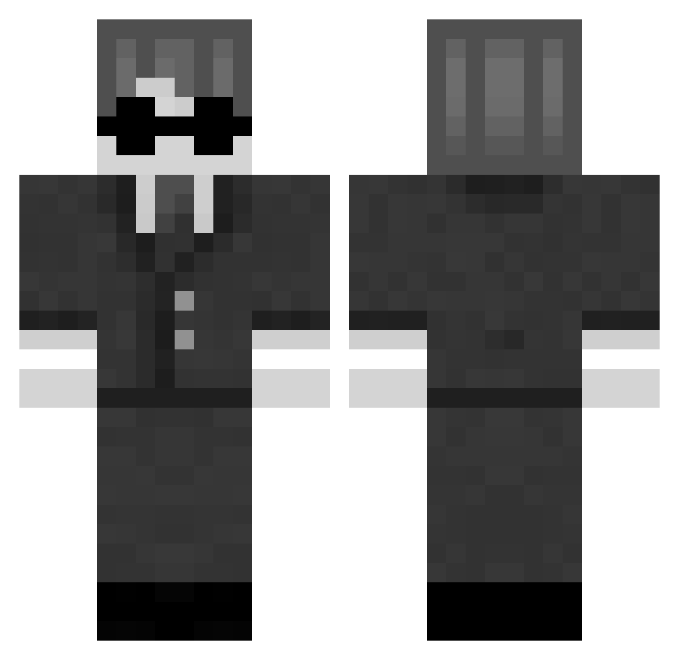 Scowced Minecraft skin, front and back view