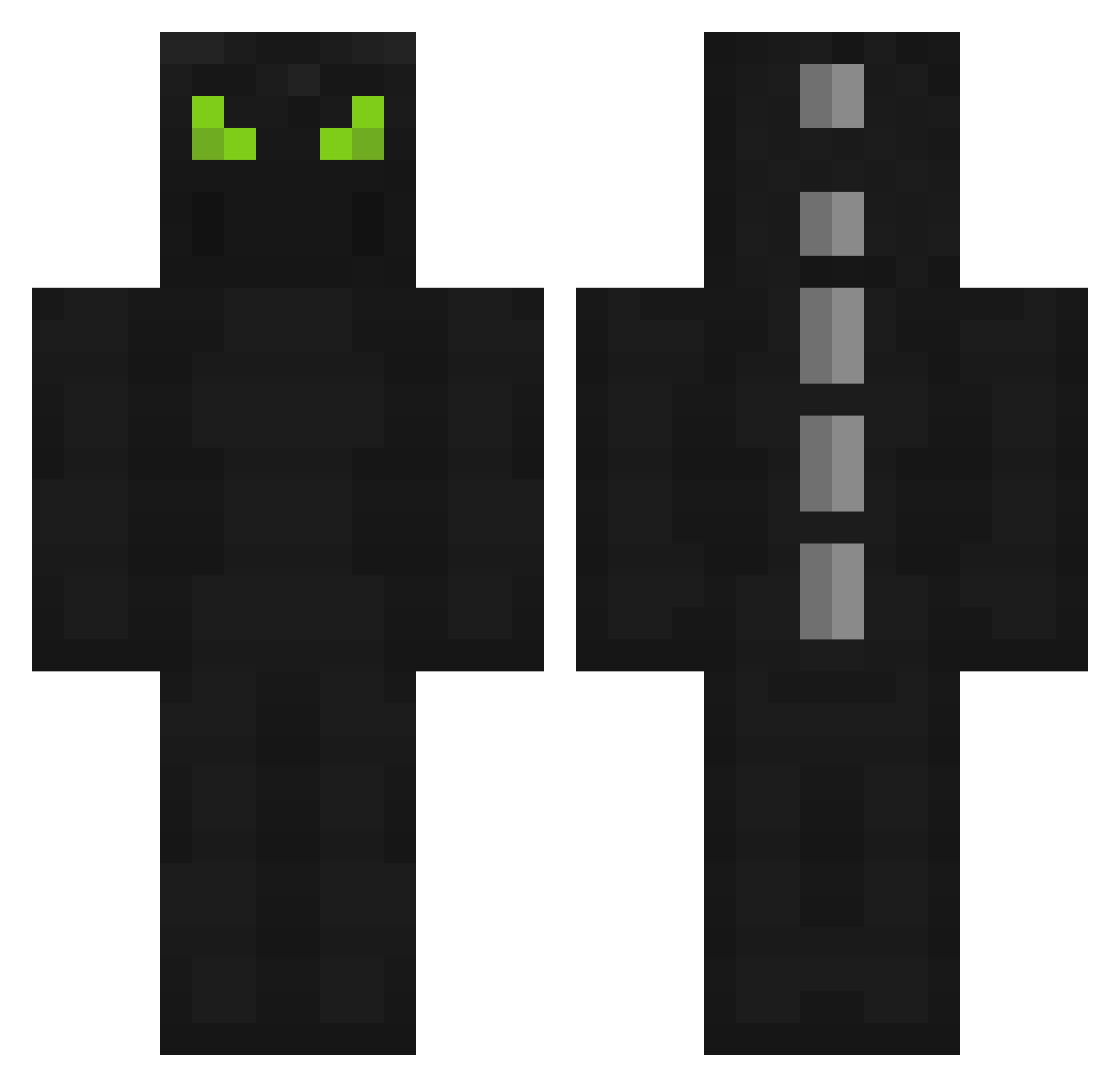 HeartEye Minecraft skin, front and back view