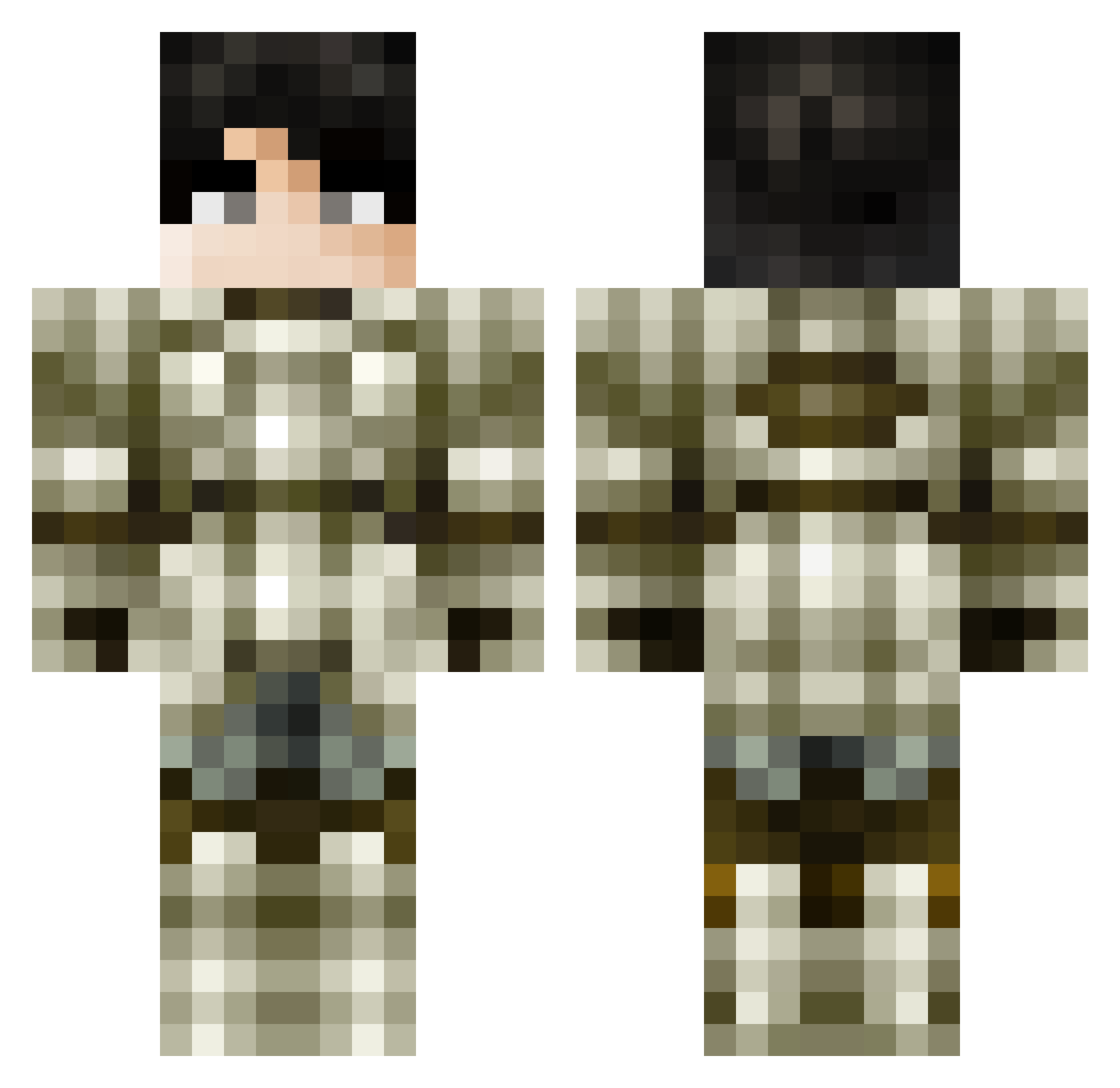 Phoolriztard Minecraft skin, front and back view