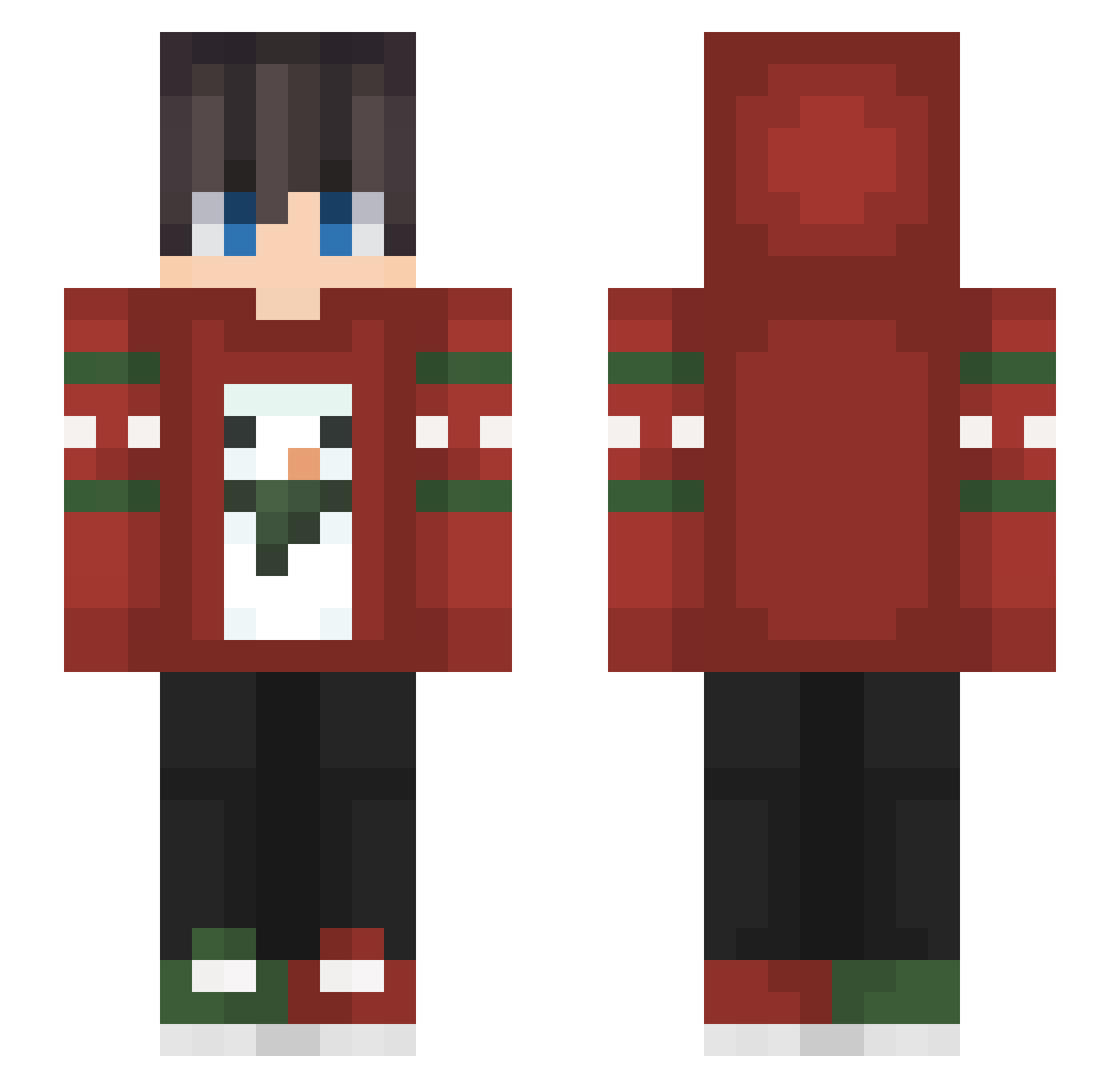 DeadlyBlessings Minecraft skin, front and back view