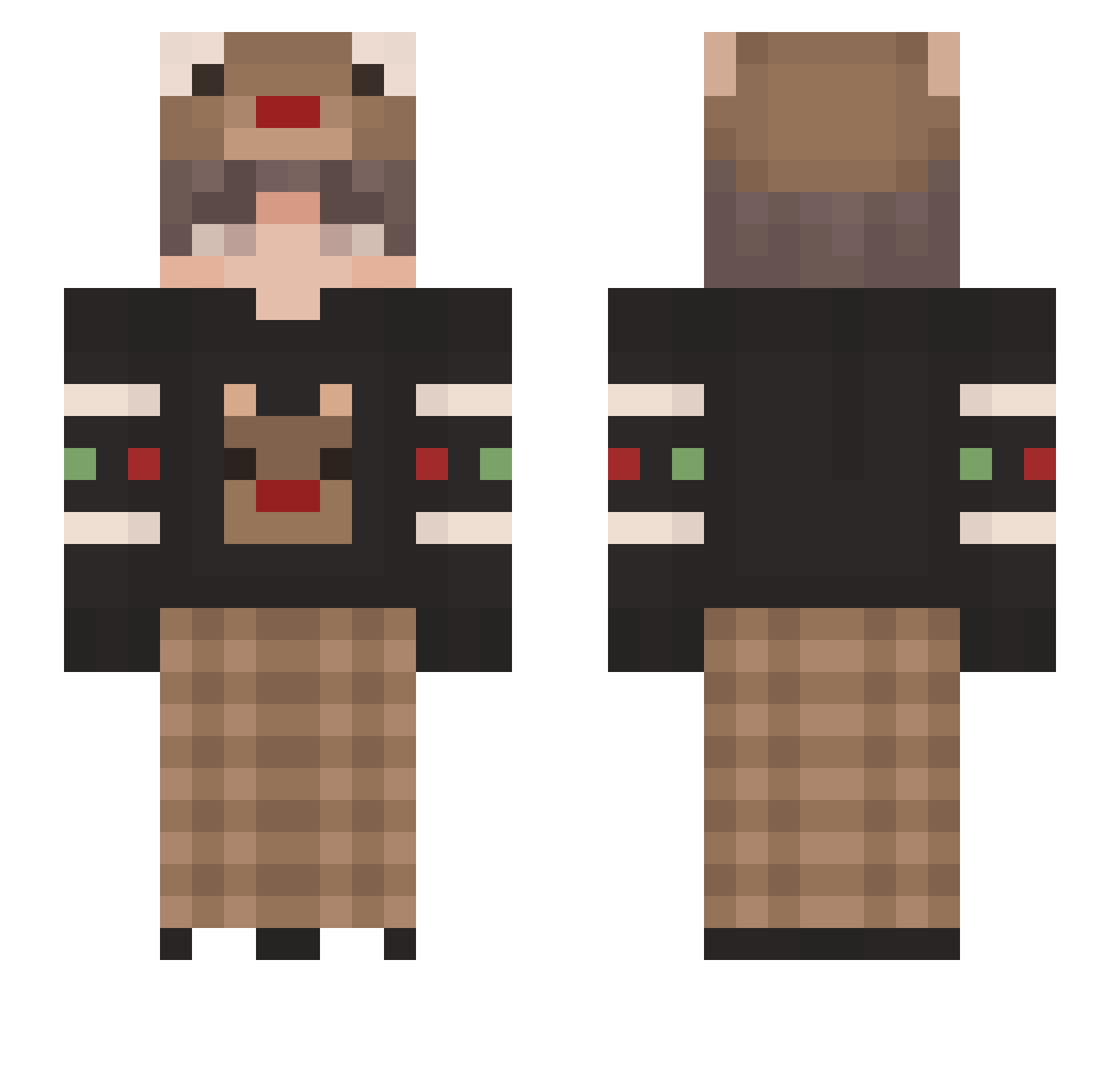 PapGodly Minecraft skin, front and back view