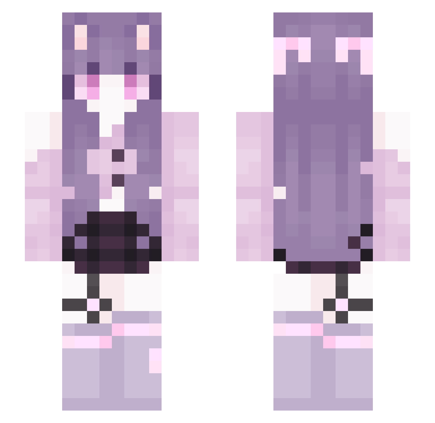 Violette999 Minecraft skin, front and back view