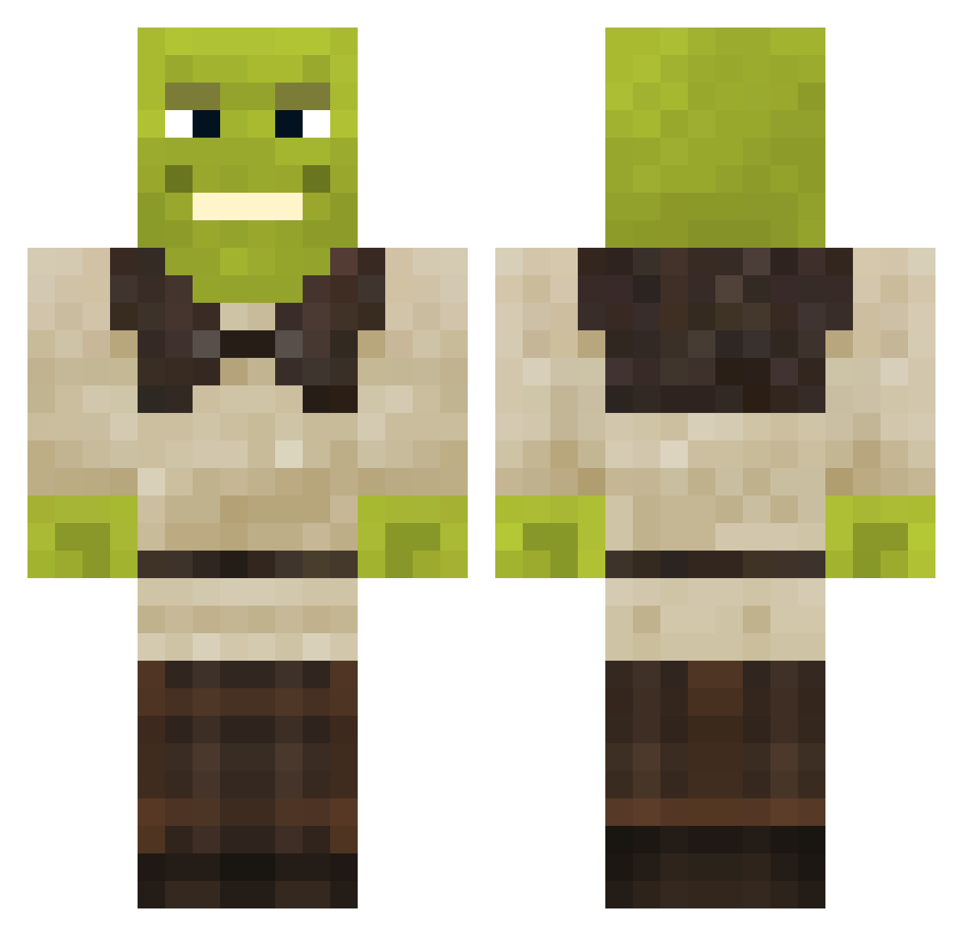 SuperJellie Minecraft skin, front and back view