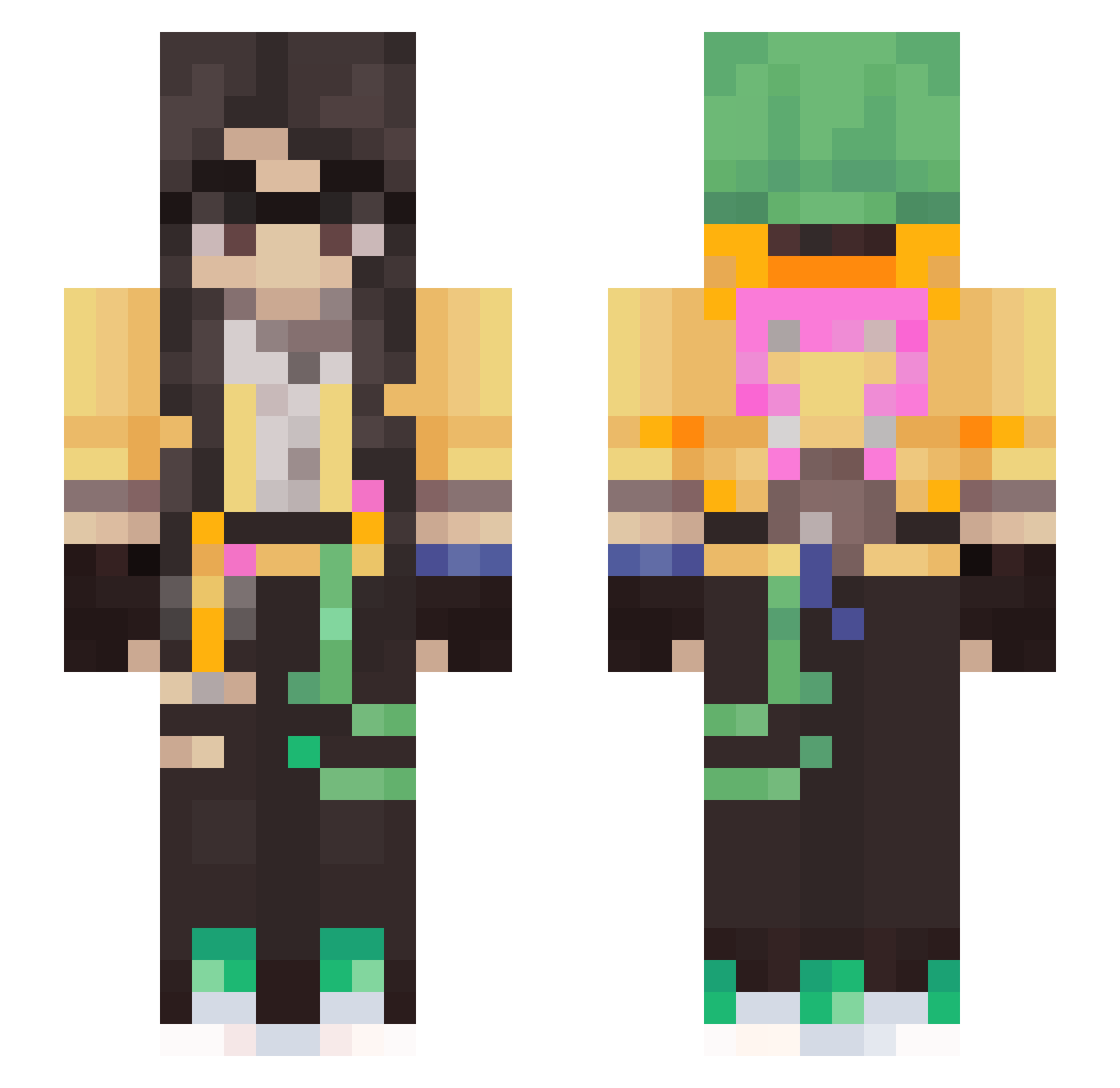 zombienaomi Minecraft skin, front and back view