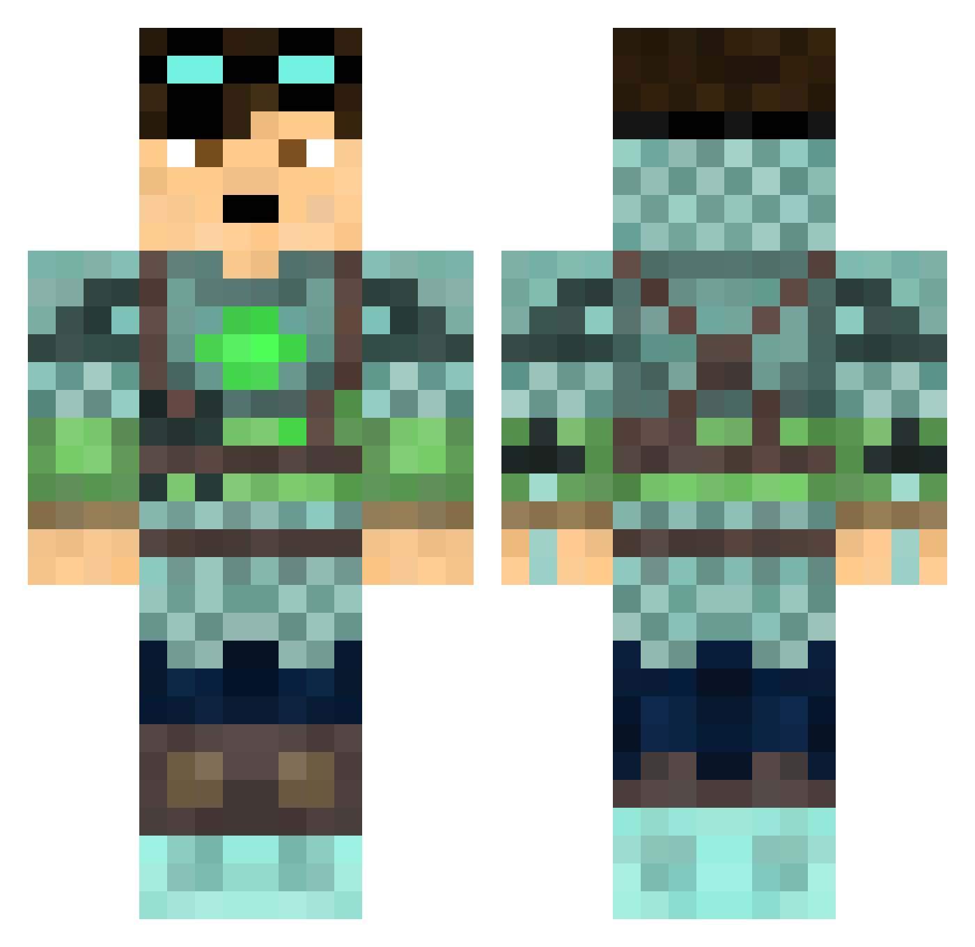 SmokedBacon321 Minecraft skin, front and back view