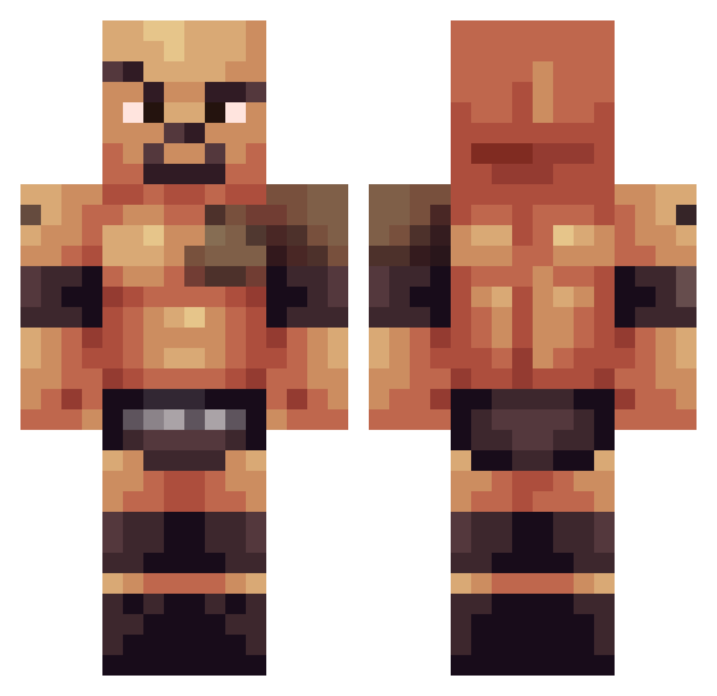 Perulero Minecraft skin, front and back view