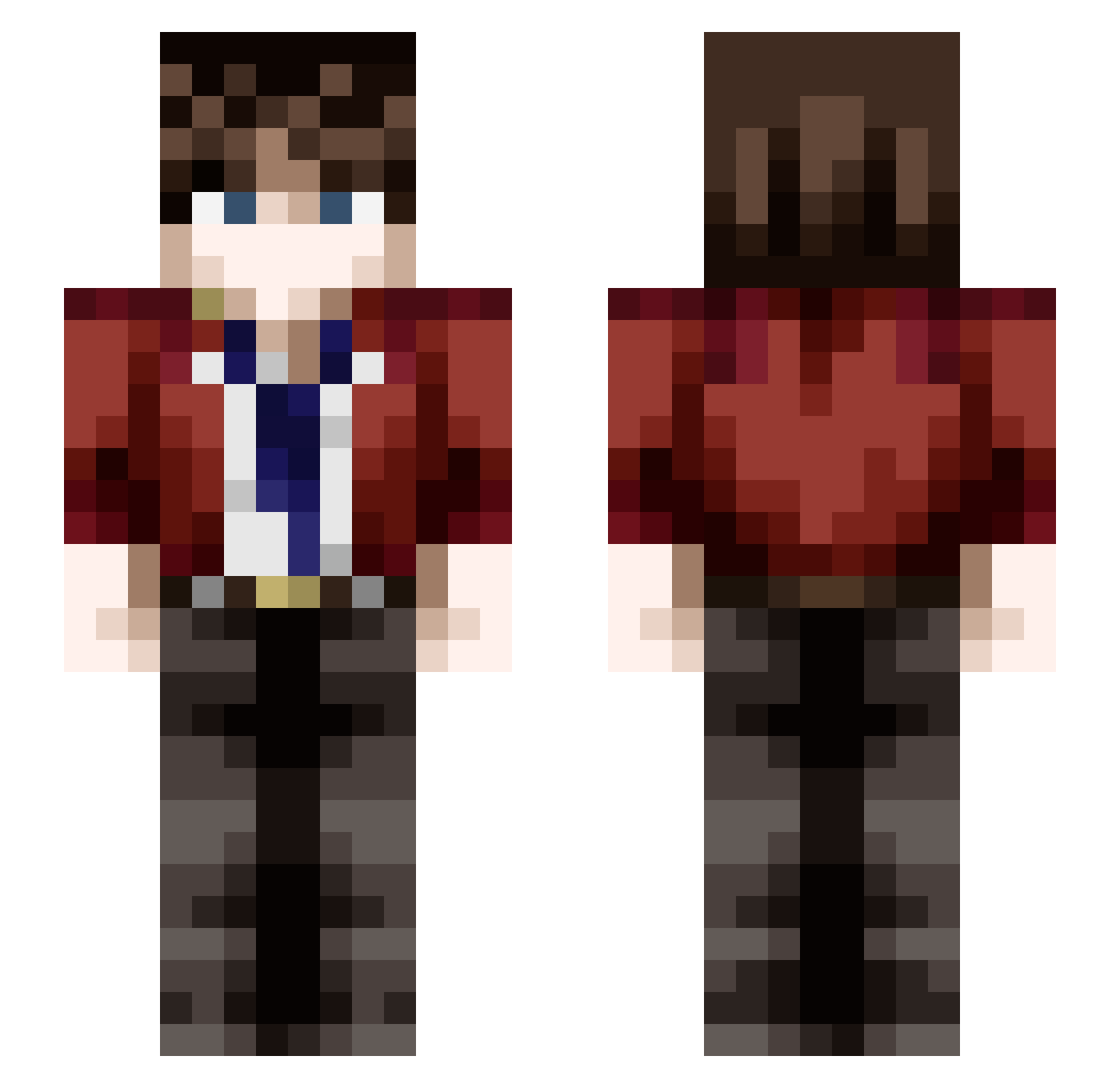 jakiwt Minecraft skin, front and back view