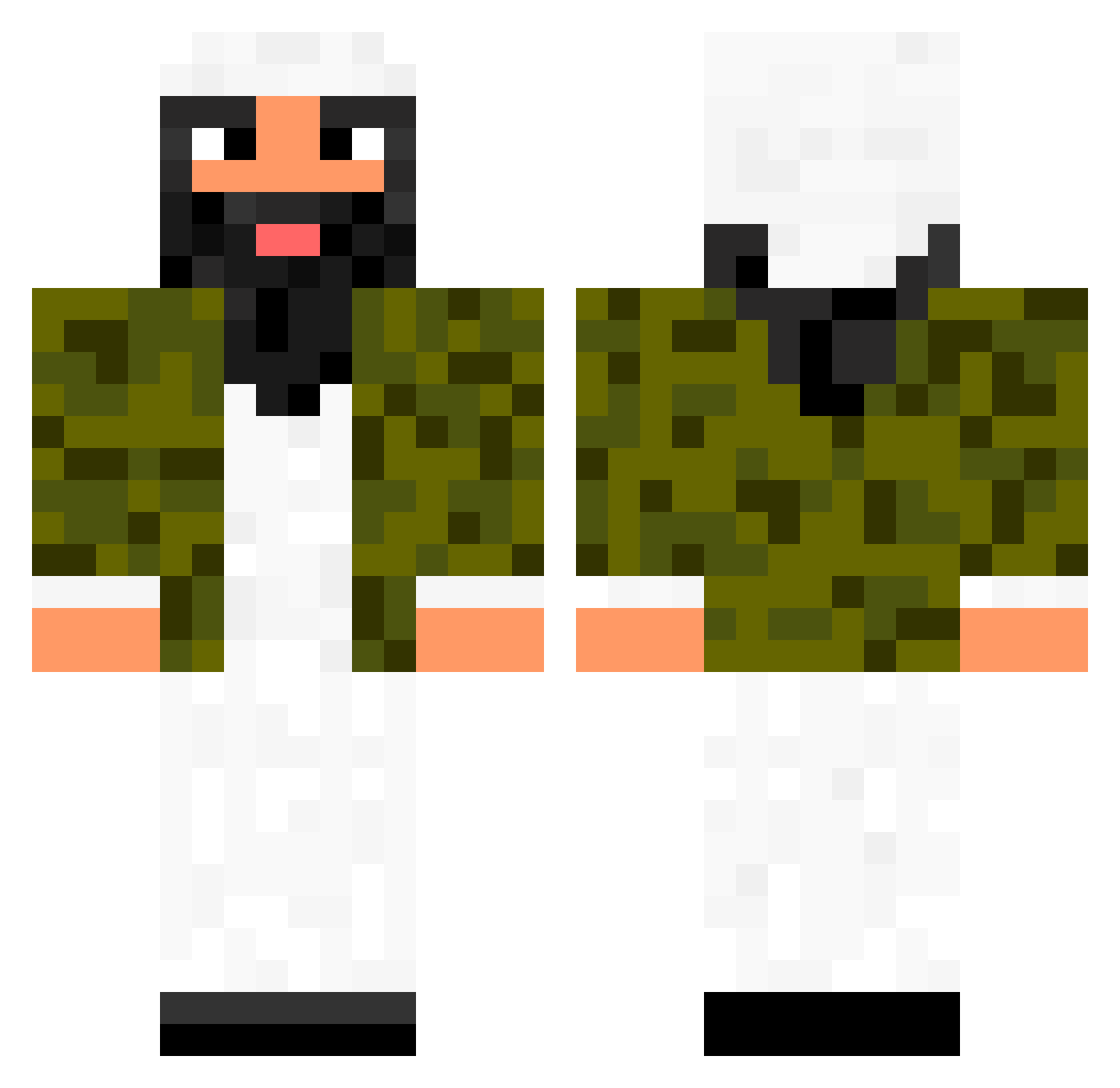 SussyOranges Minecraft skin, front and back view