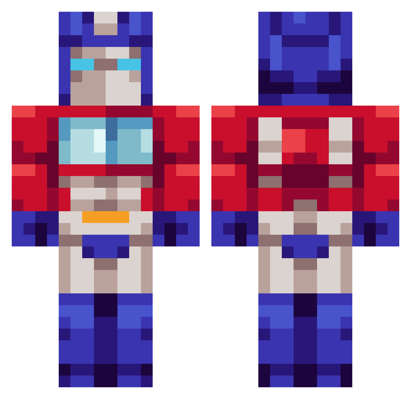 bullfrog84 Minecraft skin, front and back view