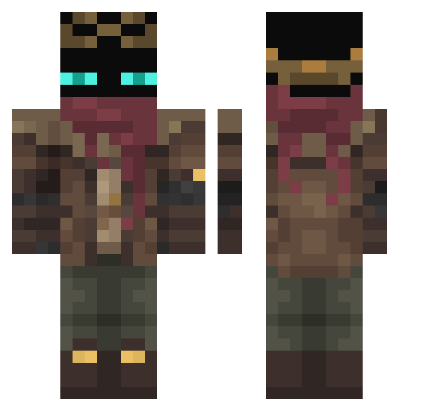 Krytungg Minecraft skin, front and back view