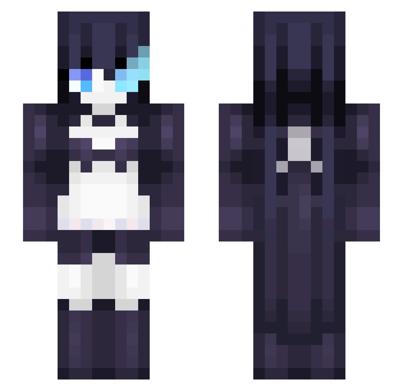 SilverRose79 Minecraft skin, front and back view