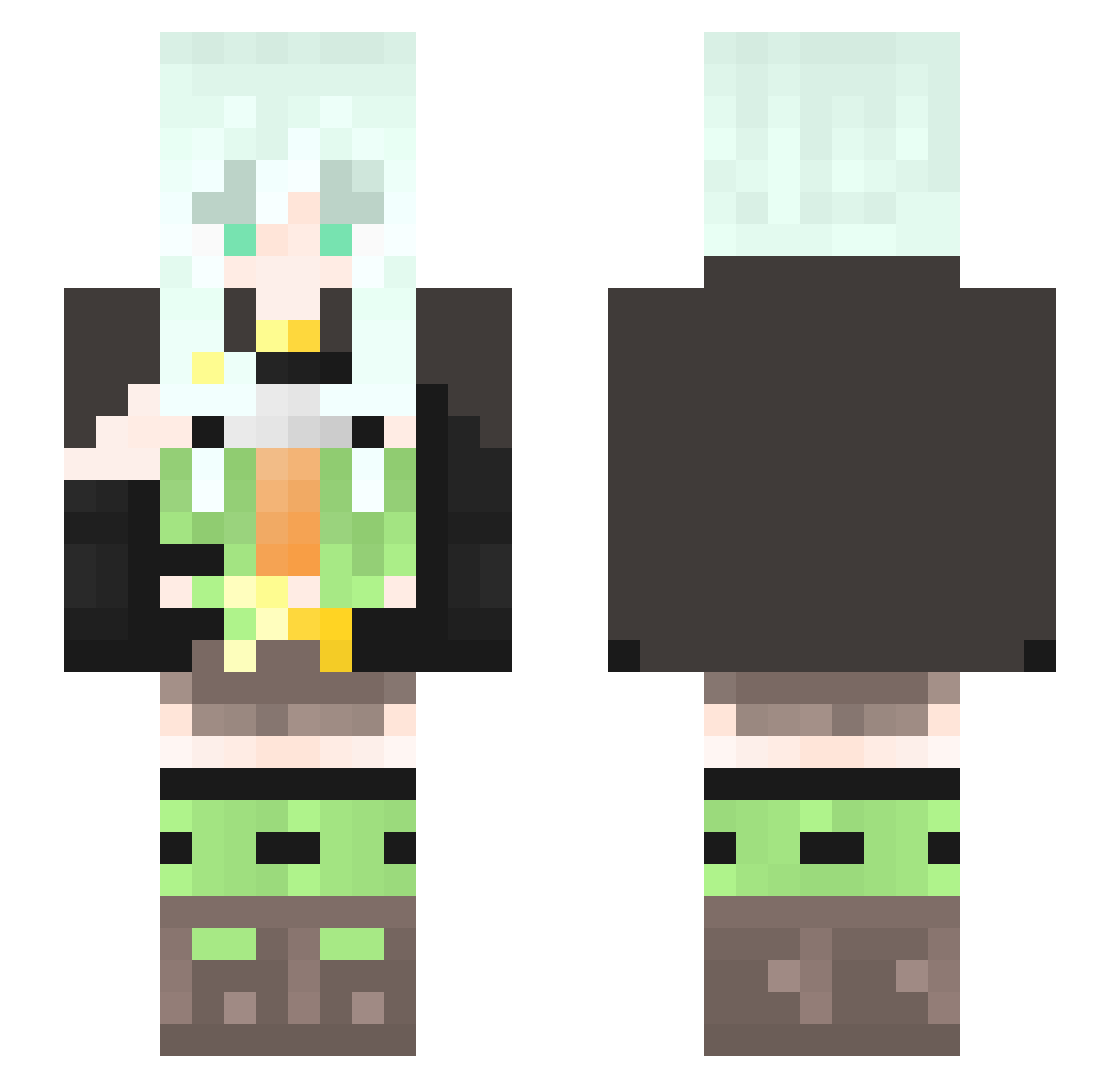 Slimeyhu Minecraft skin, front and back view