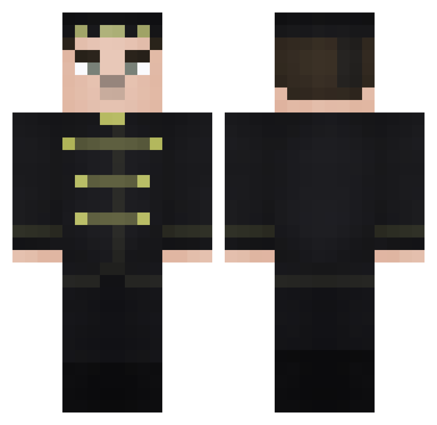 Klacker_CG Minecraft skin, front and back view