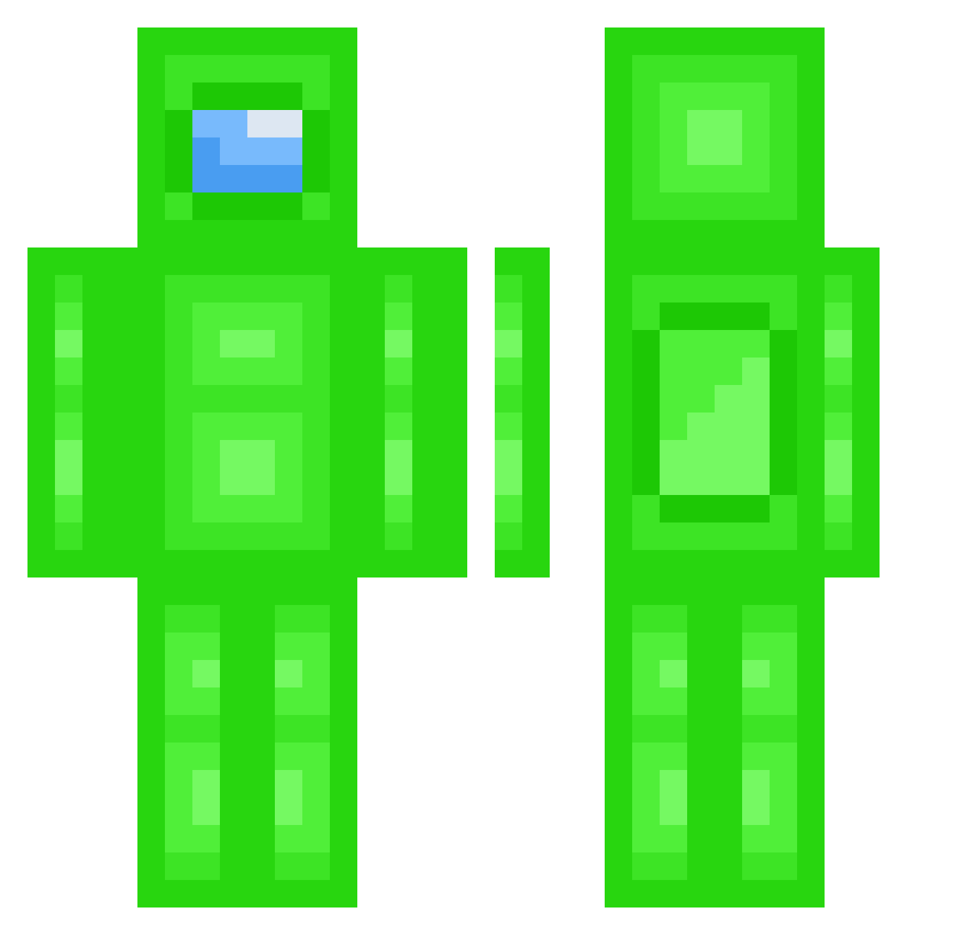 Raineex Minecraft skin, front and back view