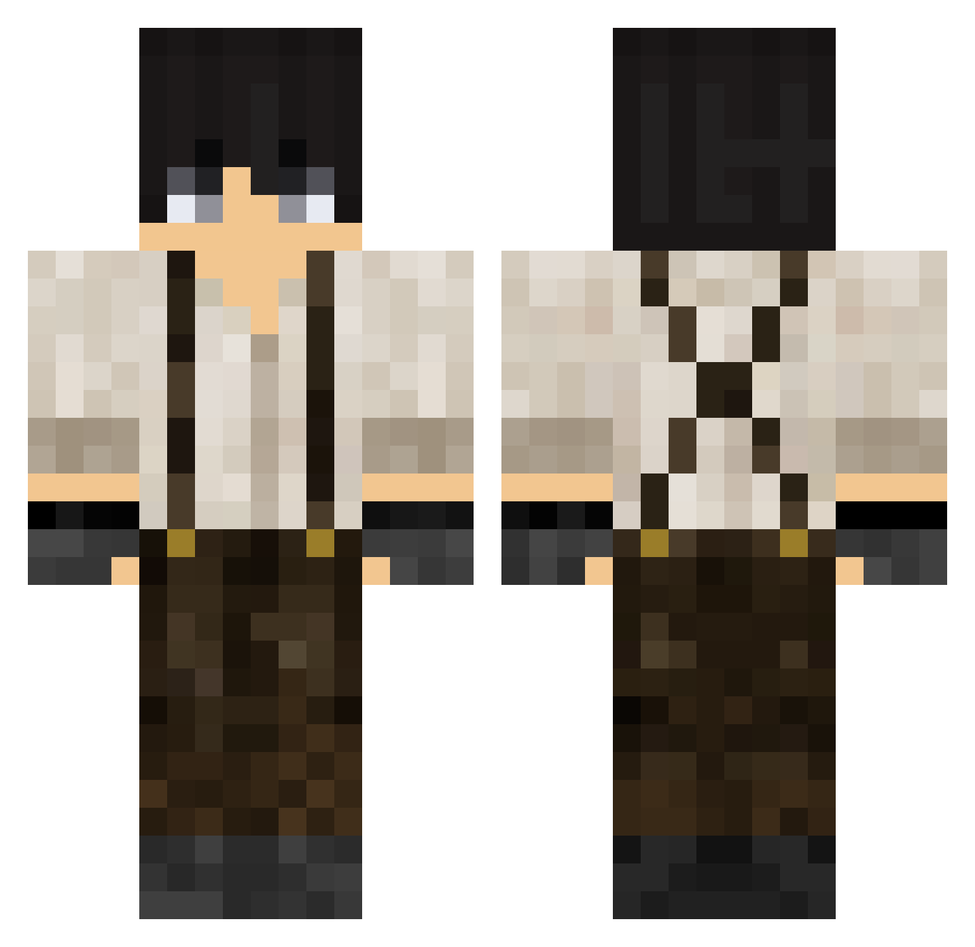 Pooks16 Minecraft skin, front and back view