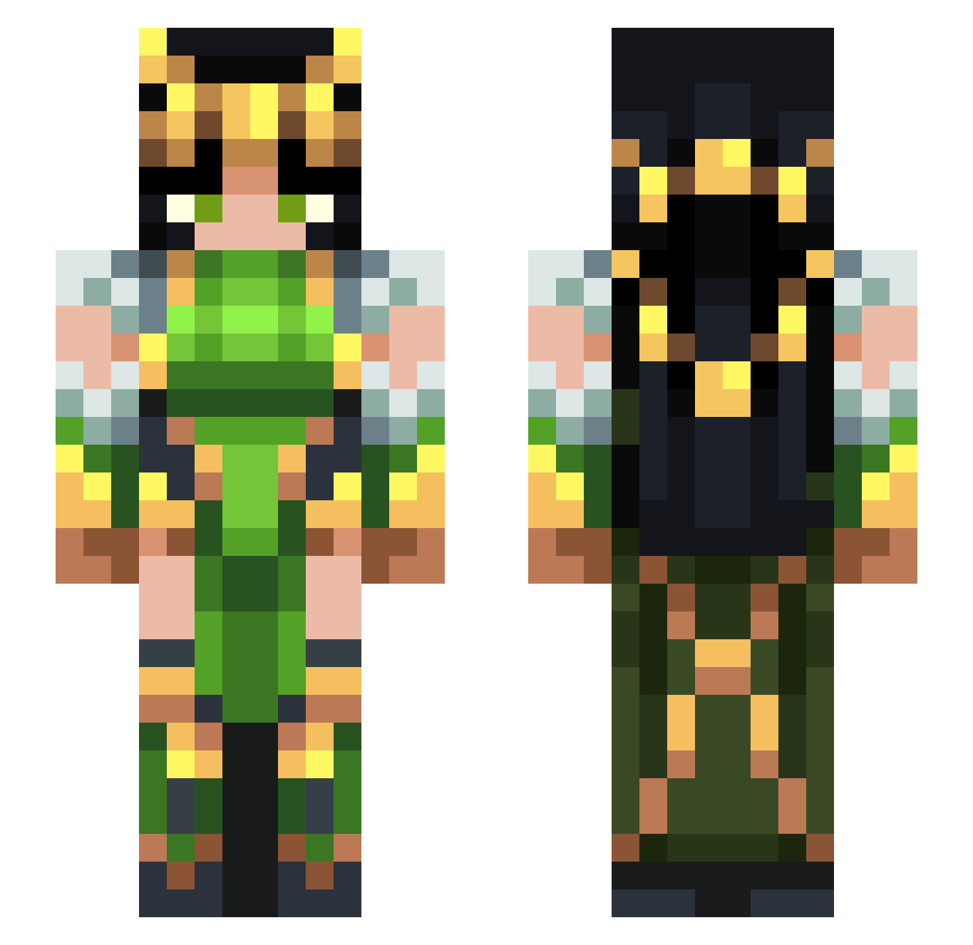 Bandebz Minecraft skin, front and back view