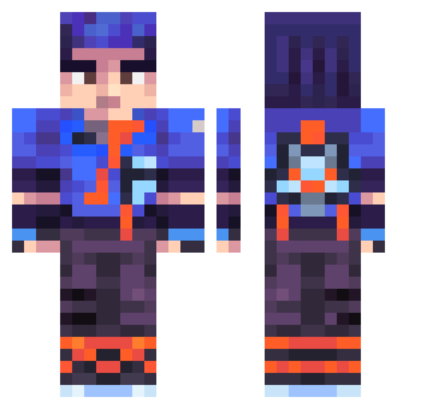 Terrastya Minecraft skin, front and back view