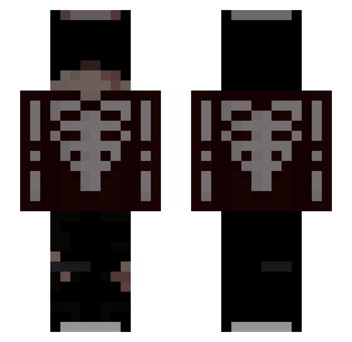 LxftyA Minecraft skin, front and back view