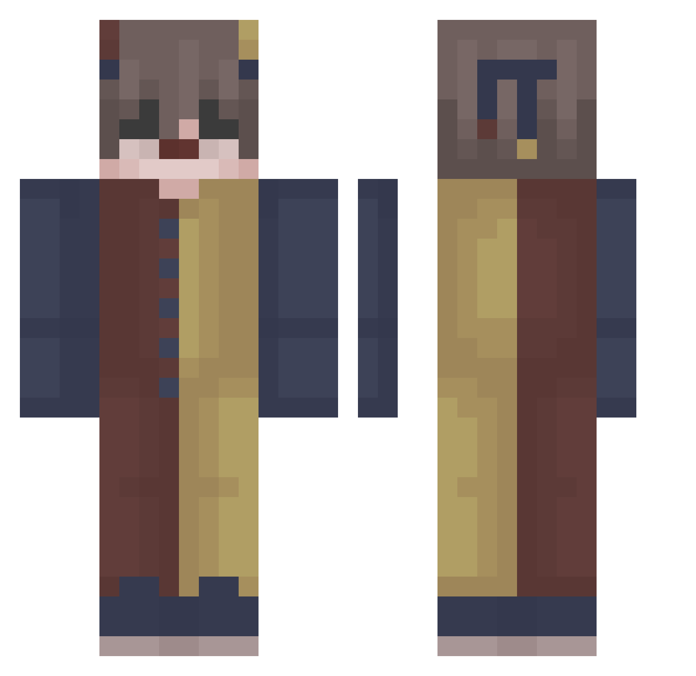 Santicis Minecraft skin, front and back view