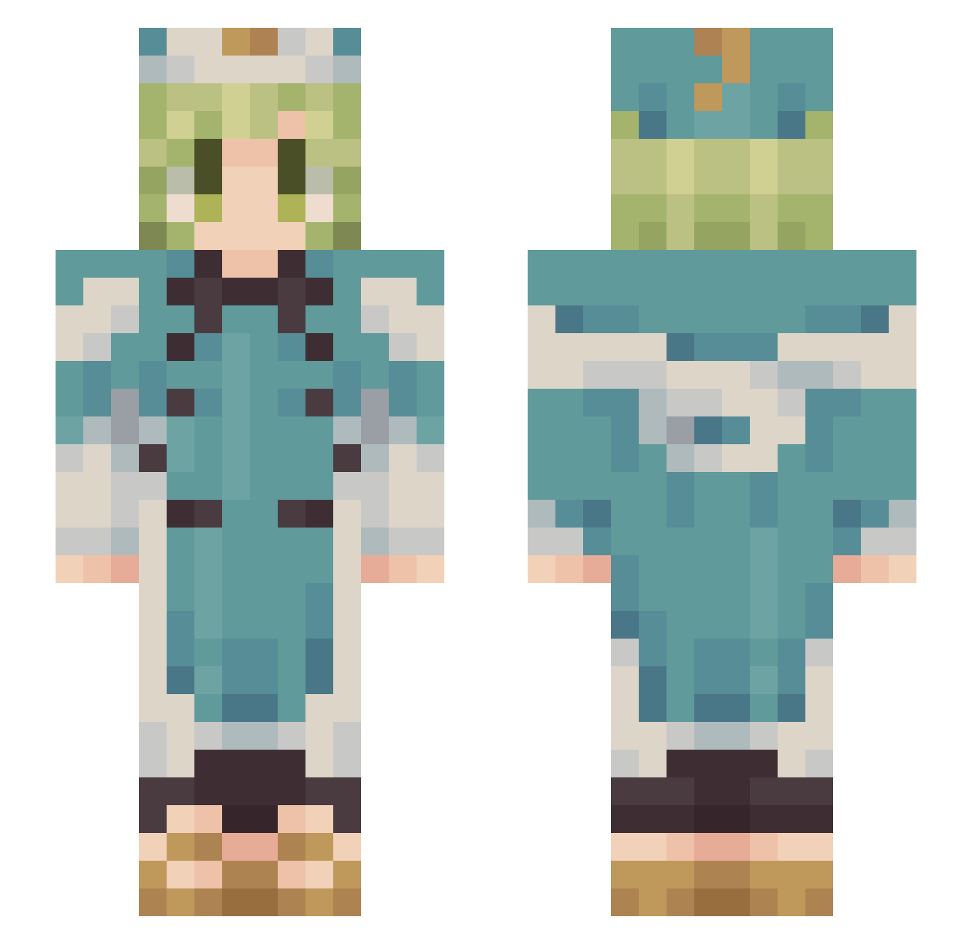 rRuka Minecraft skin, front and back view