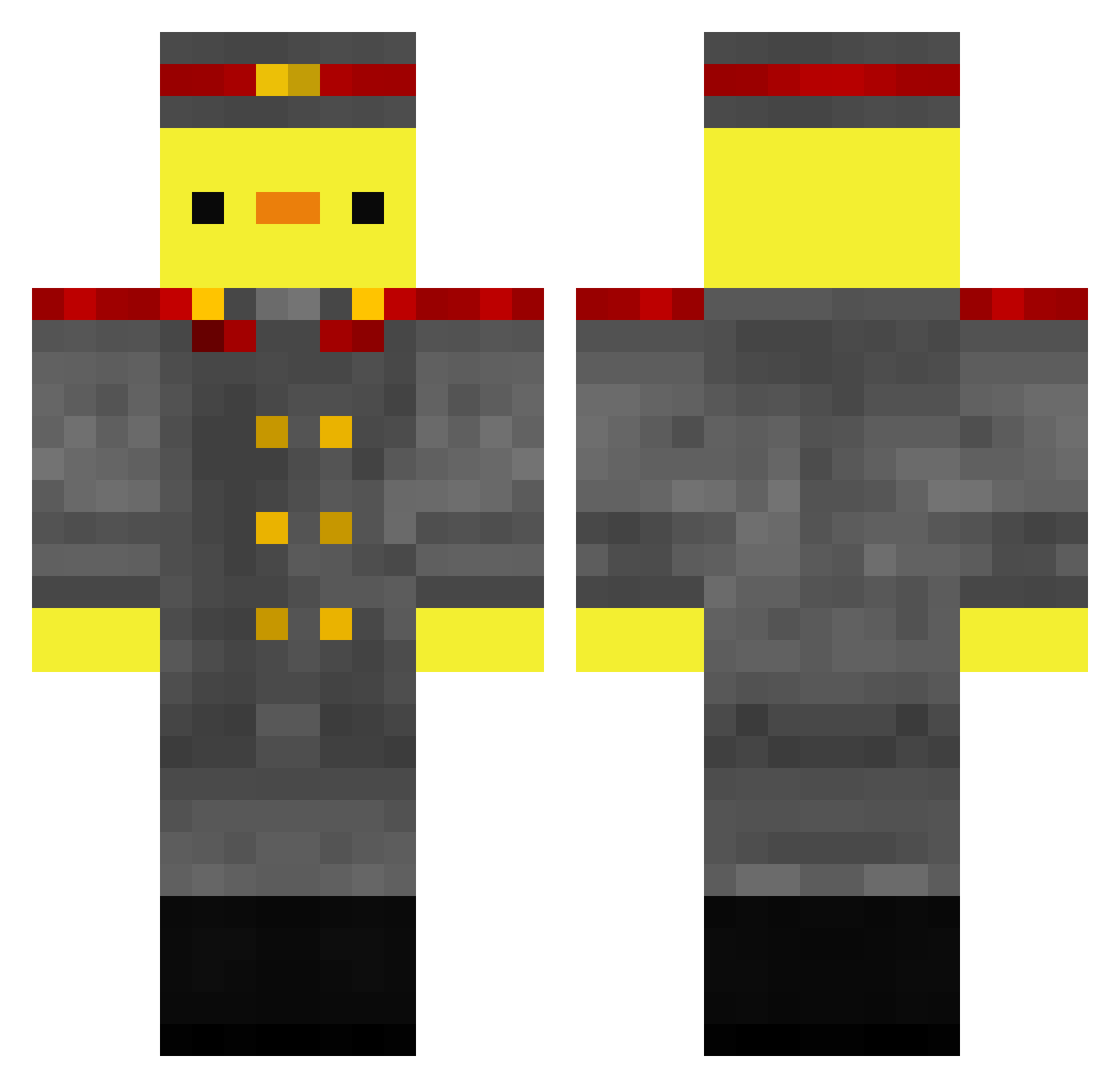 Duckyman3211 Minecraft skin, front and back view