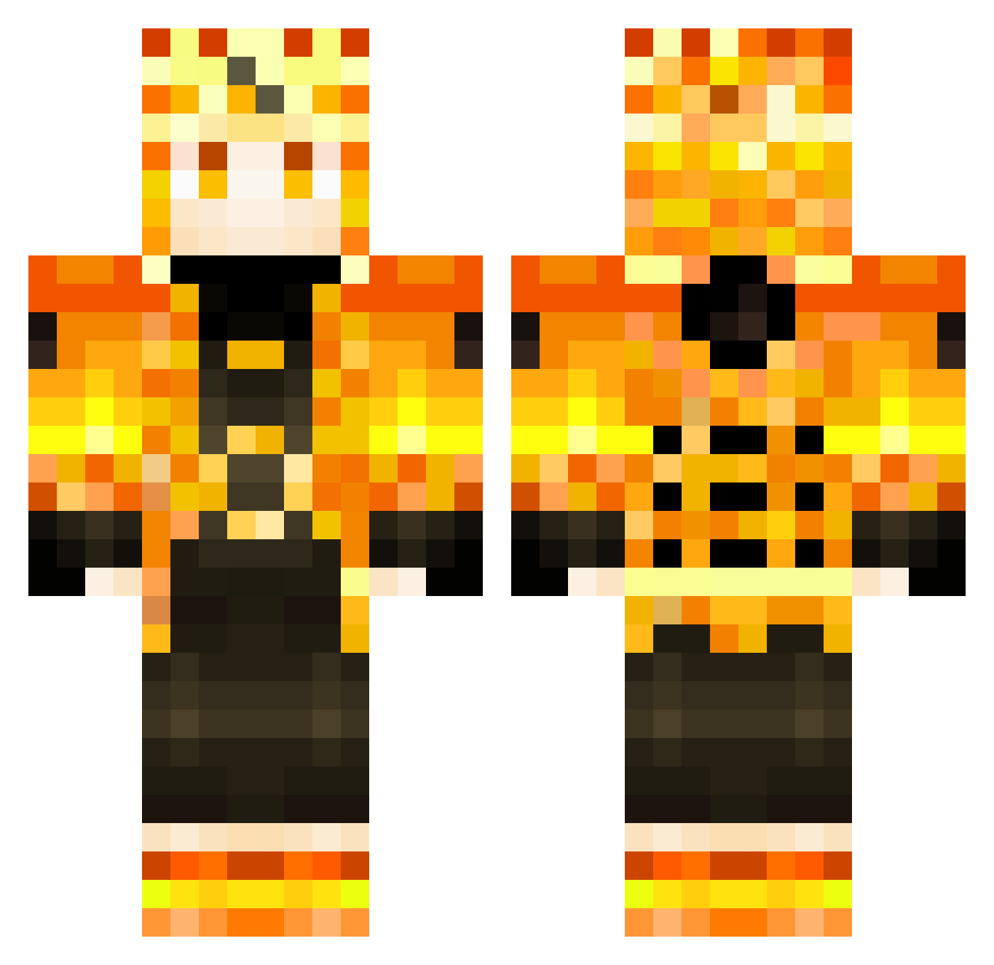 PBUzumaki Minecraft skin, front and back view