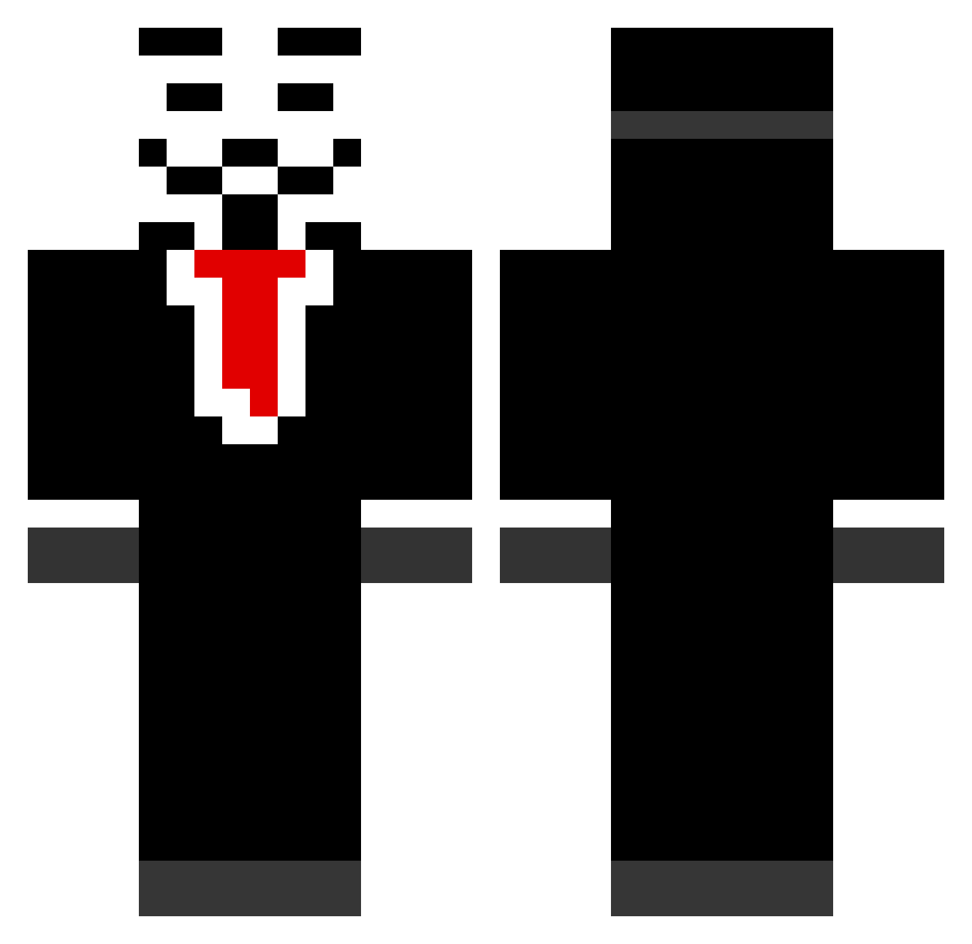Quinntastic Minecraft skin, front and back view