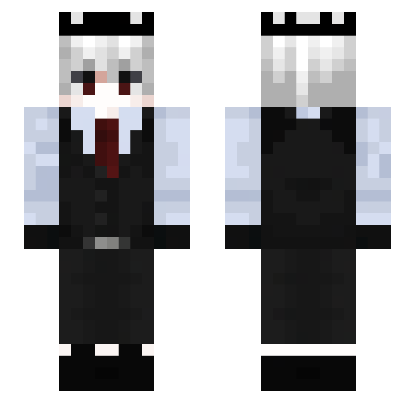 Shad0wza Minecraft skin, front and back view