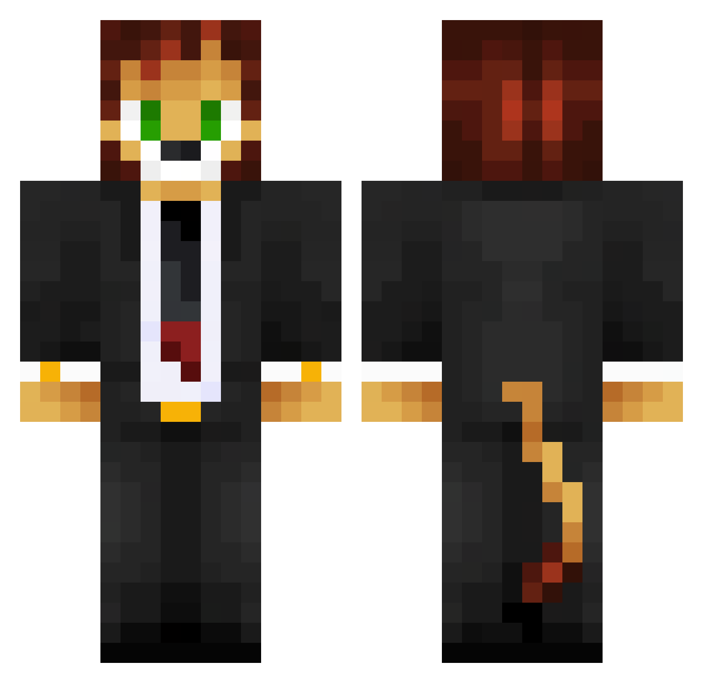 TigerKingMC Minecraft skin, front and back view
