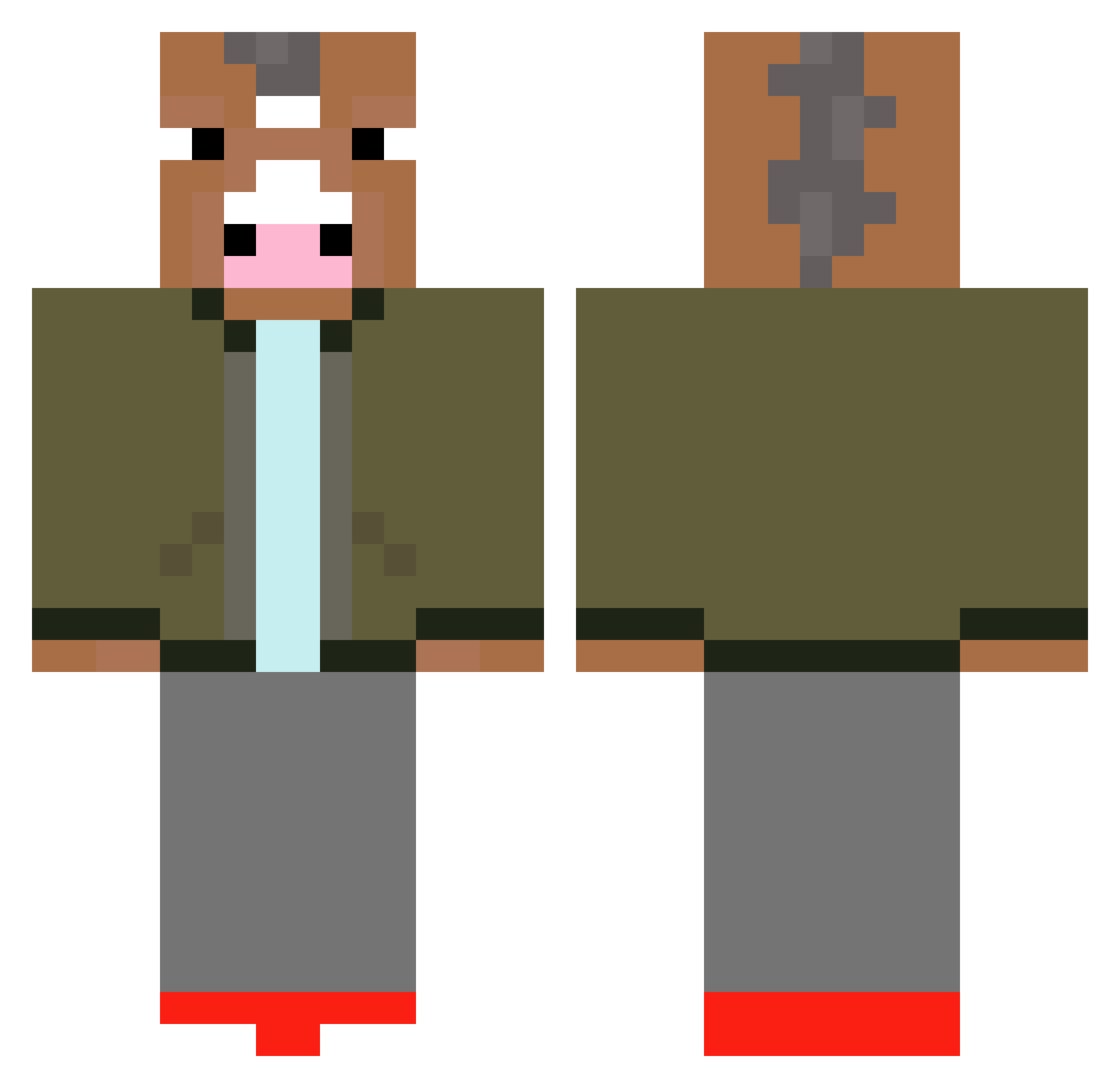 Nosephsecretacc Minecraft skin, front and back view