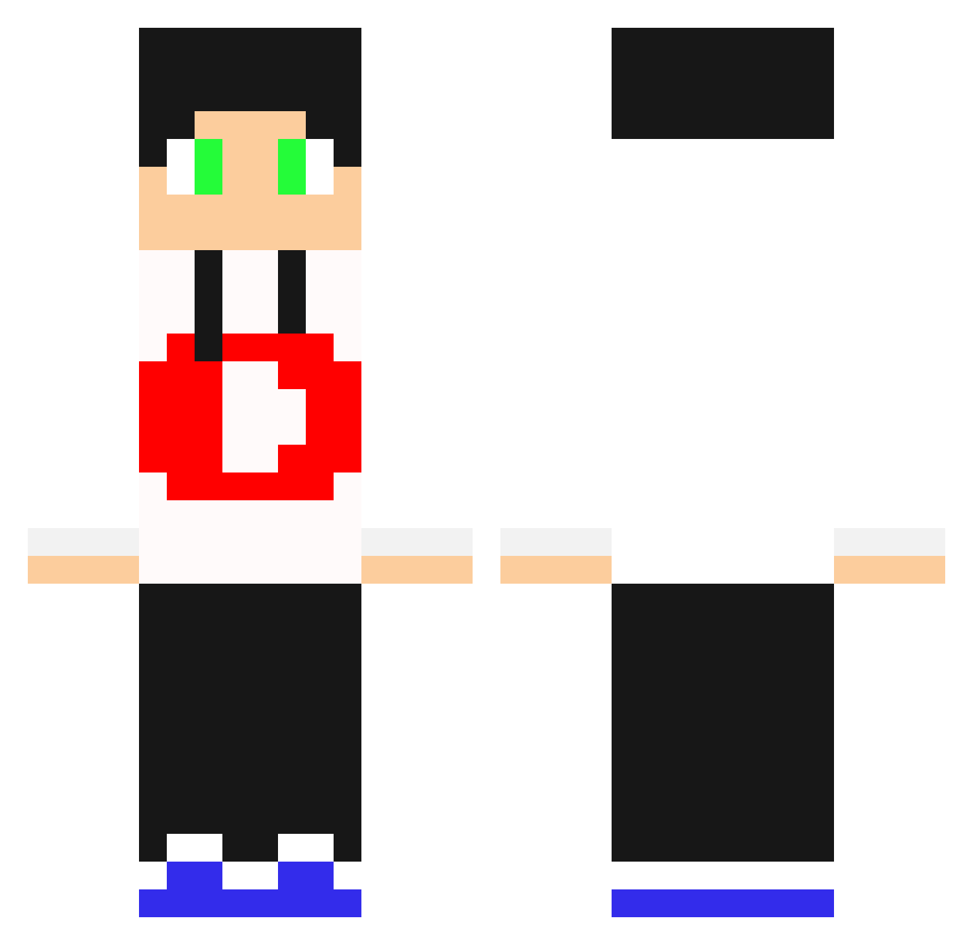 Scribz Minecraft skin, front and back view