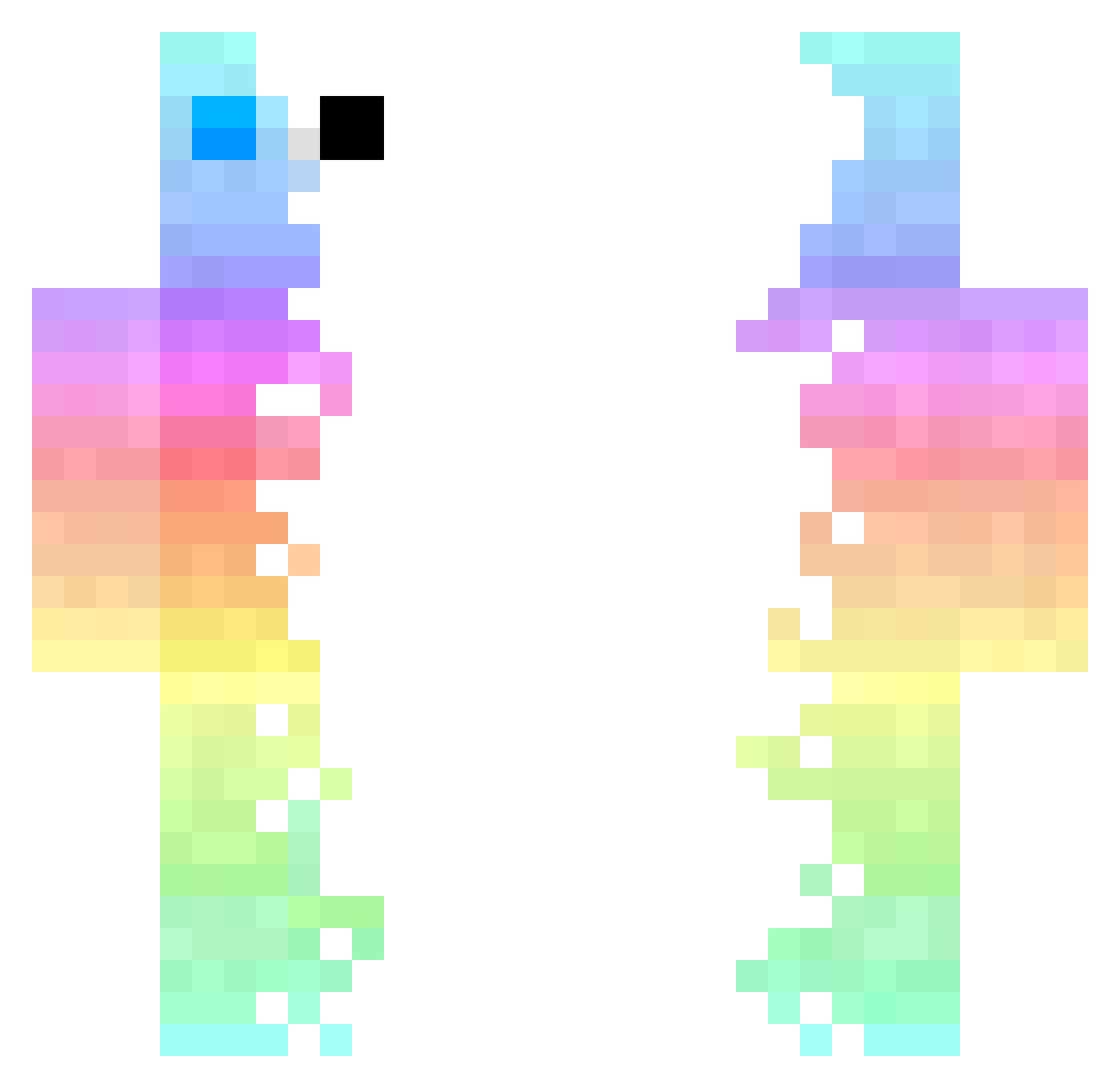 Qeetyx Minecraft skin, front and back view