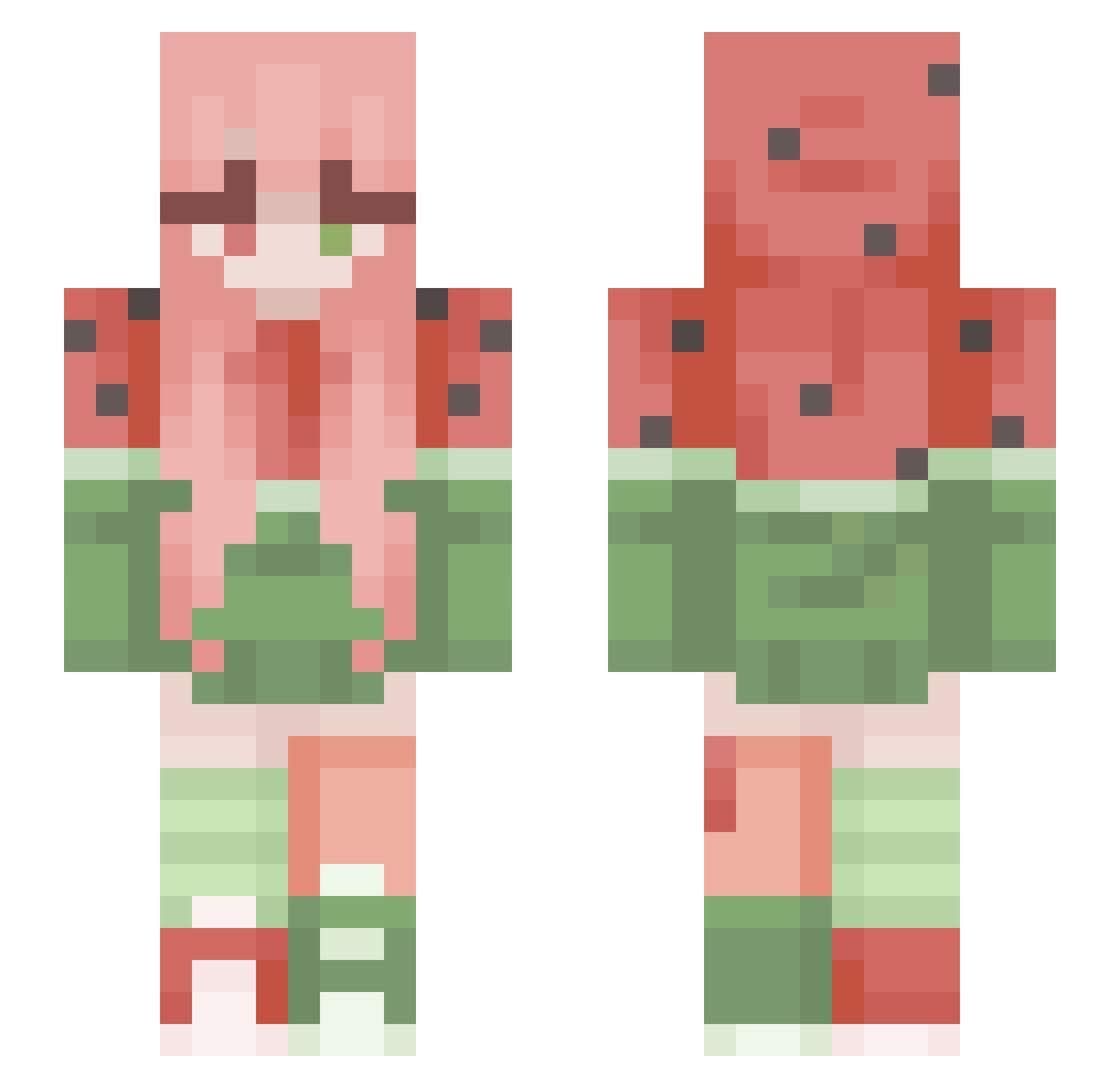 Normalita Minecraft skin, front and back view