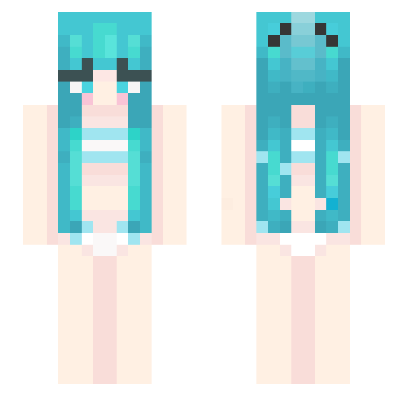 Mikuza01 Minecraft skin, front and back view