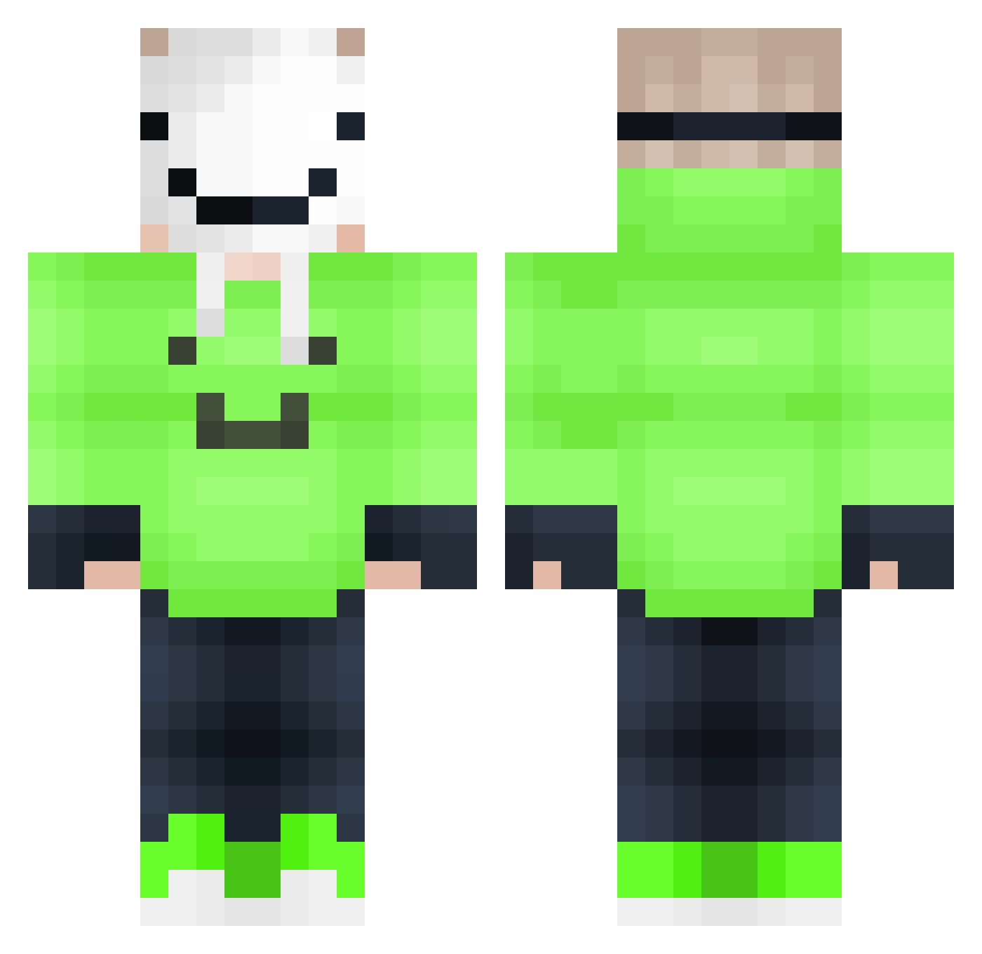 ilovepeakwak Minecraft skin, front and back view