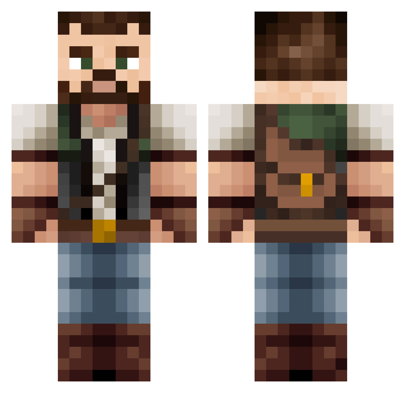 tReaLSample Minecraft skin, front and back view