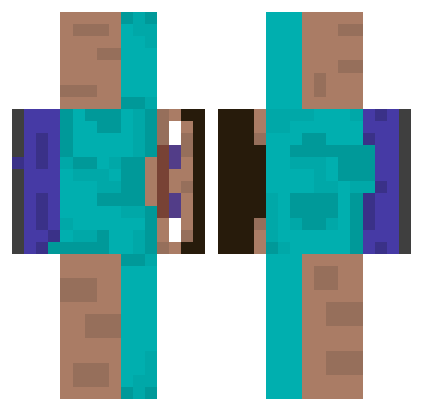 Shrekprayer Minecraft skin, front and back view