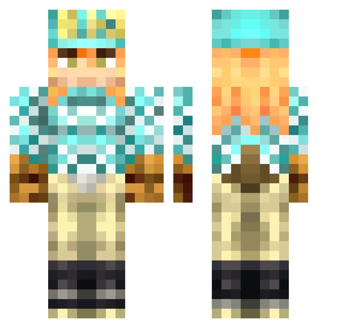 ZeebZoob Minecraft skin, front and back view