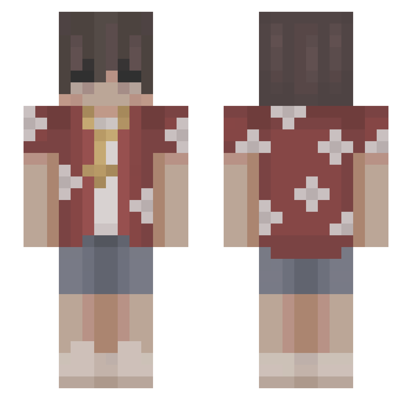 Zaywi Minecraft skin, front and back view