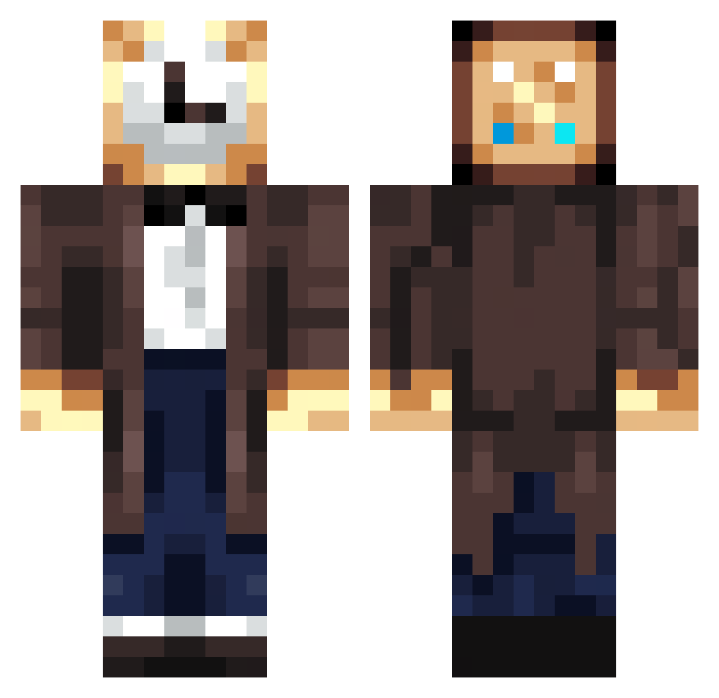PIERROTOR Minecraft skin, front and back view