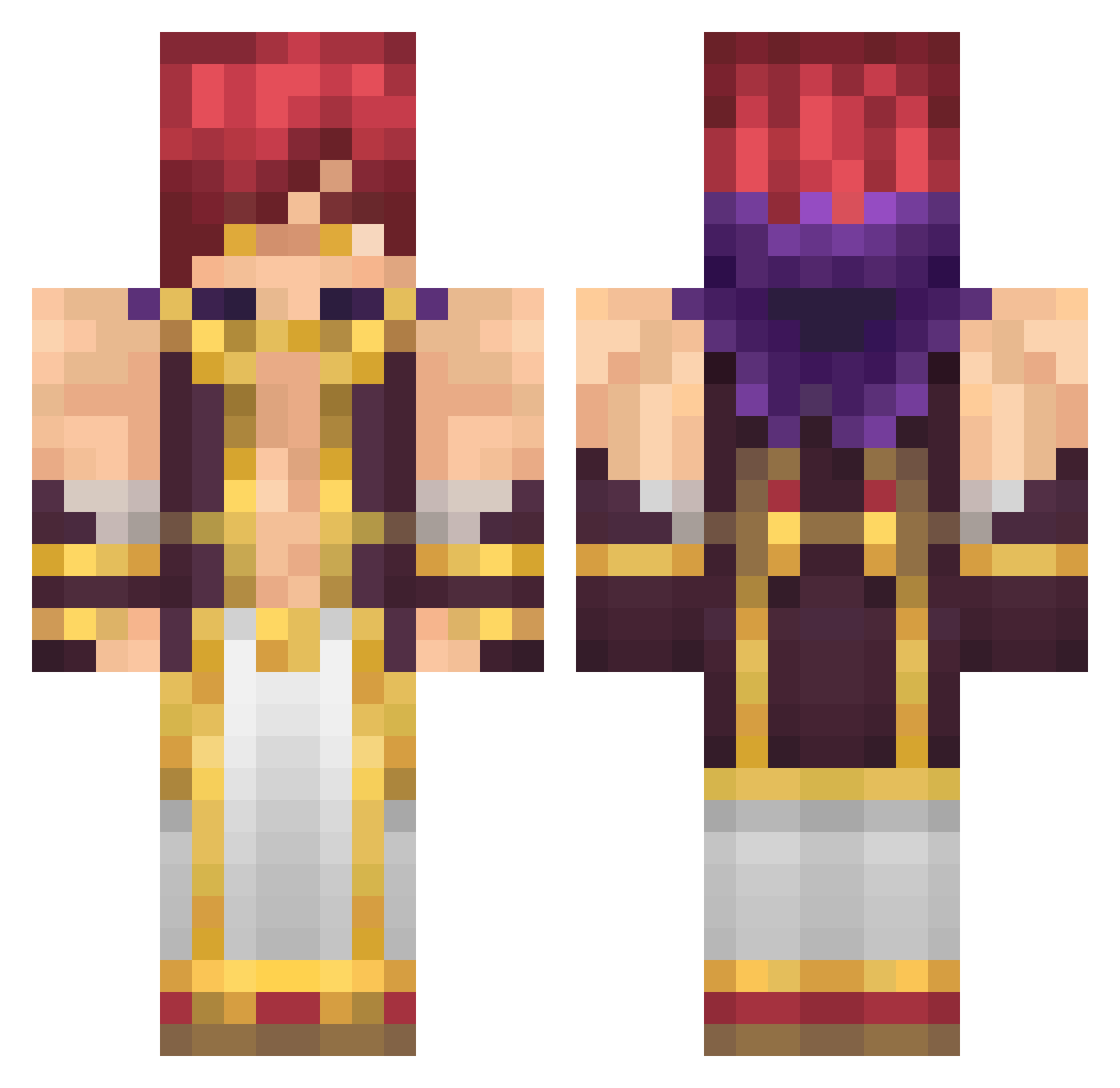 sanguinore Minecraft skin, front and back view
