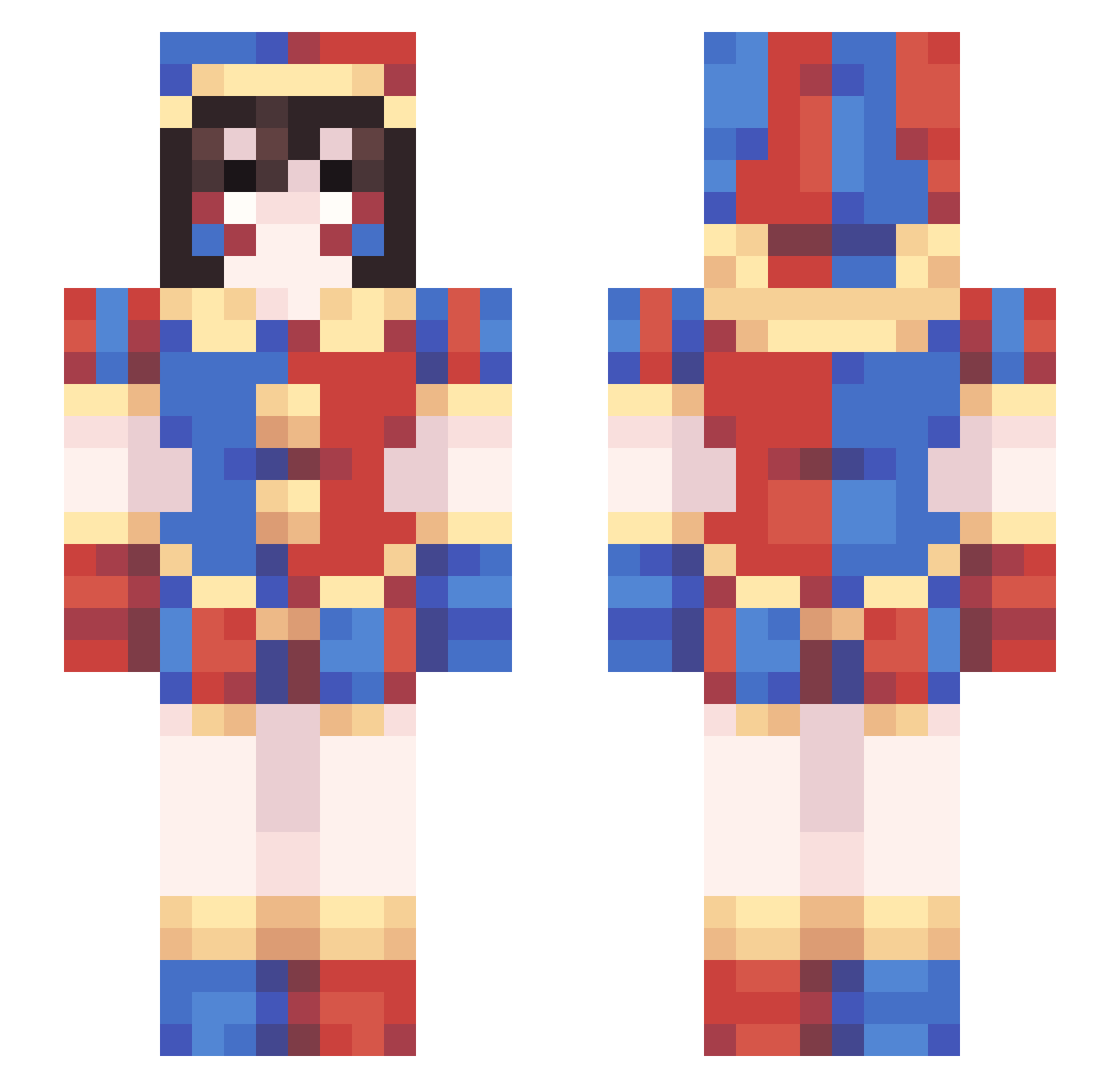 Nyokyaa Minecraft skin, front and back view