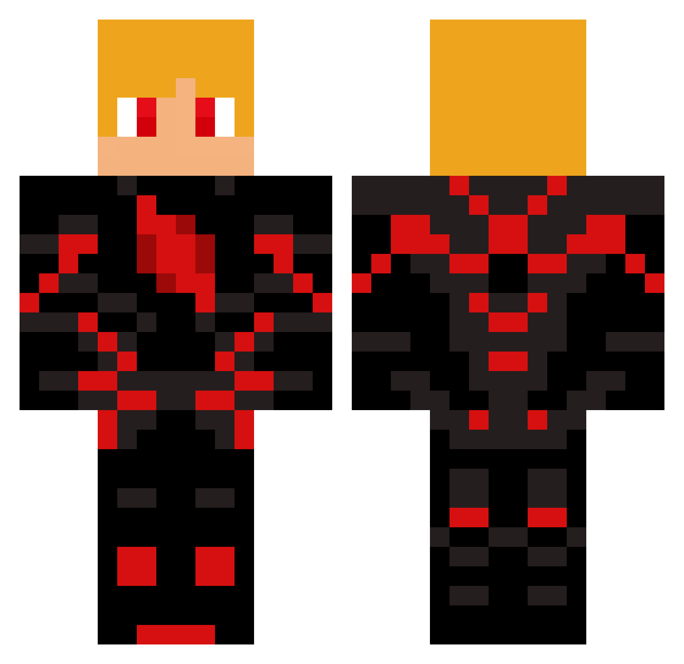 Firestorm1 Minecraft skin, front and back view