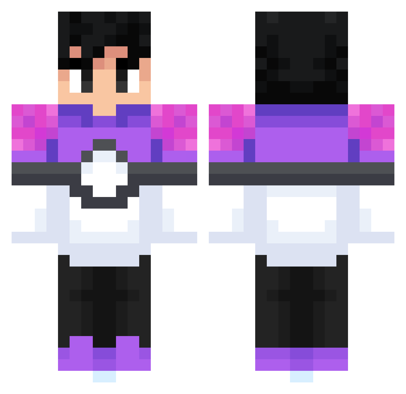 Simulgator Minecraft skin, front and back view