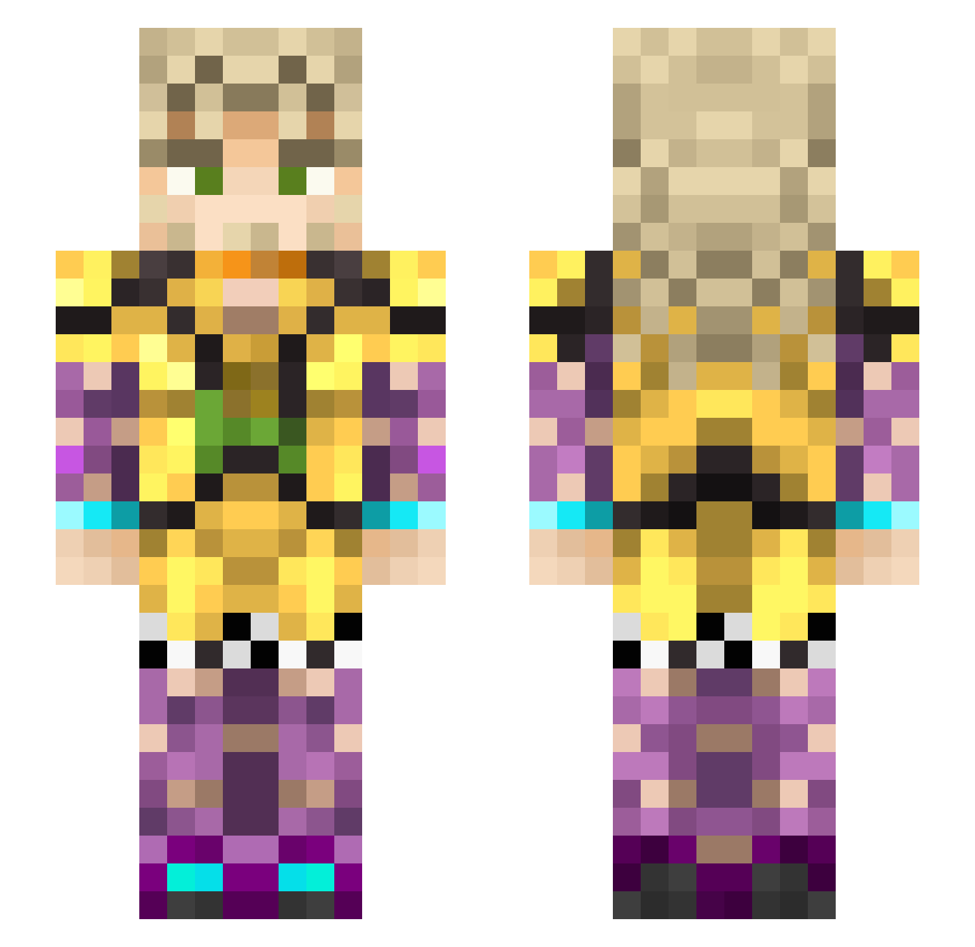 Hitlong Minecraft skin, front and back view