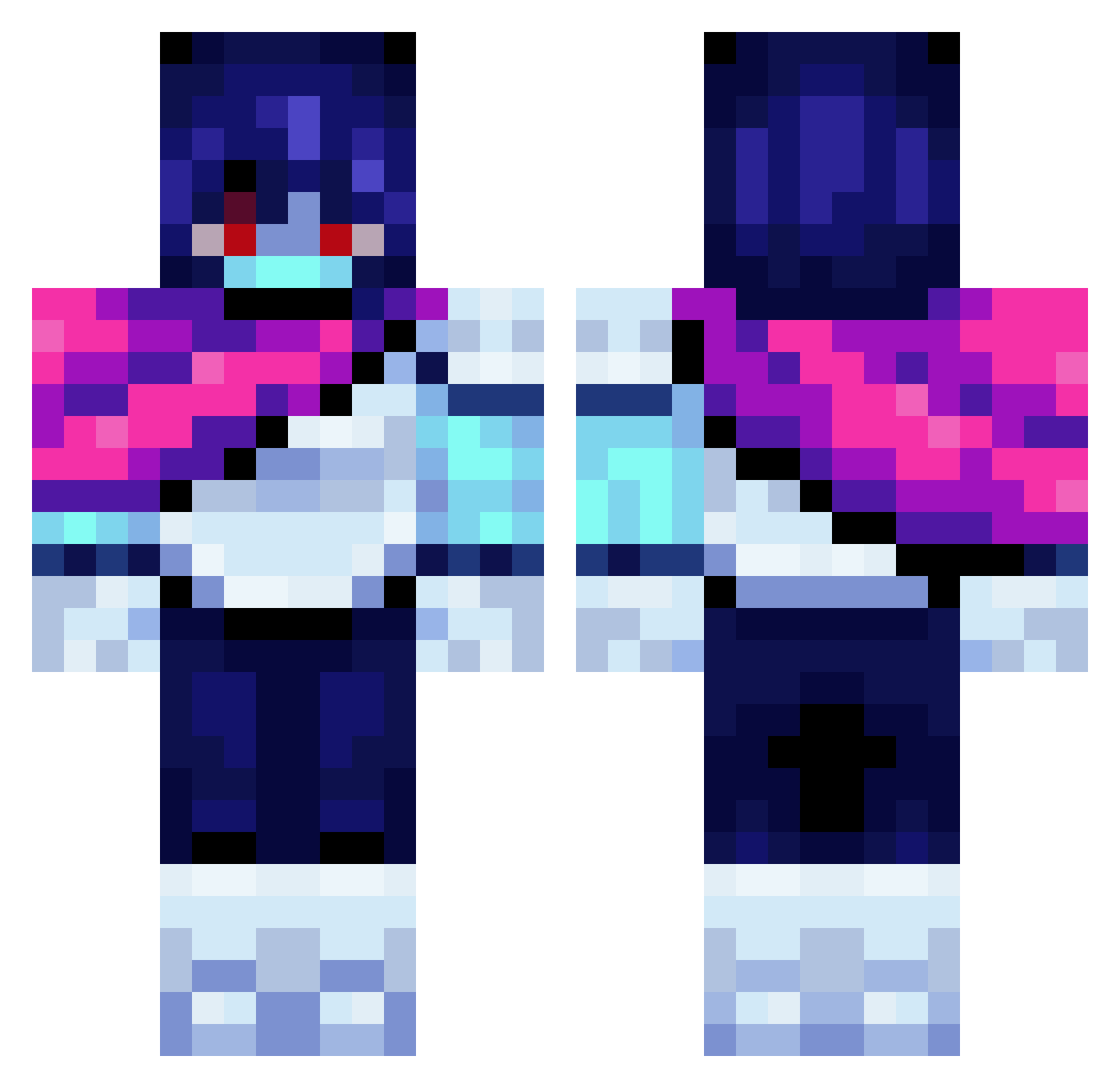 Factor10 Minecraft skin, front and back view